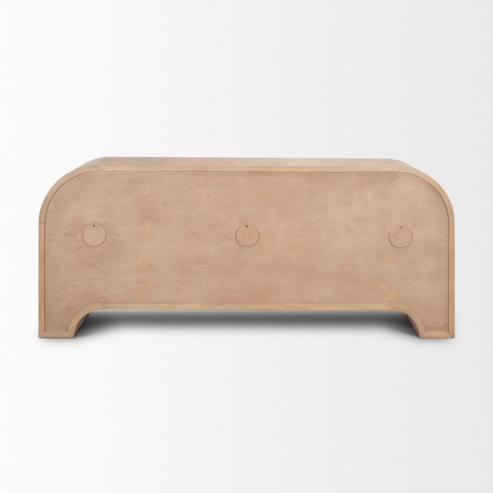 Mercana Sorina Reverse Fluted Light Brown Wood Sideboard
