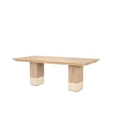 Mercana Shivon Light Brown Mango Wood W/ Travertine Dining Table