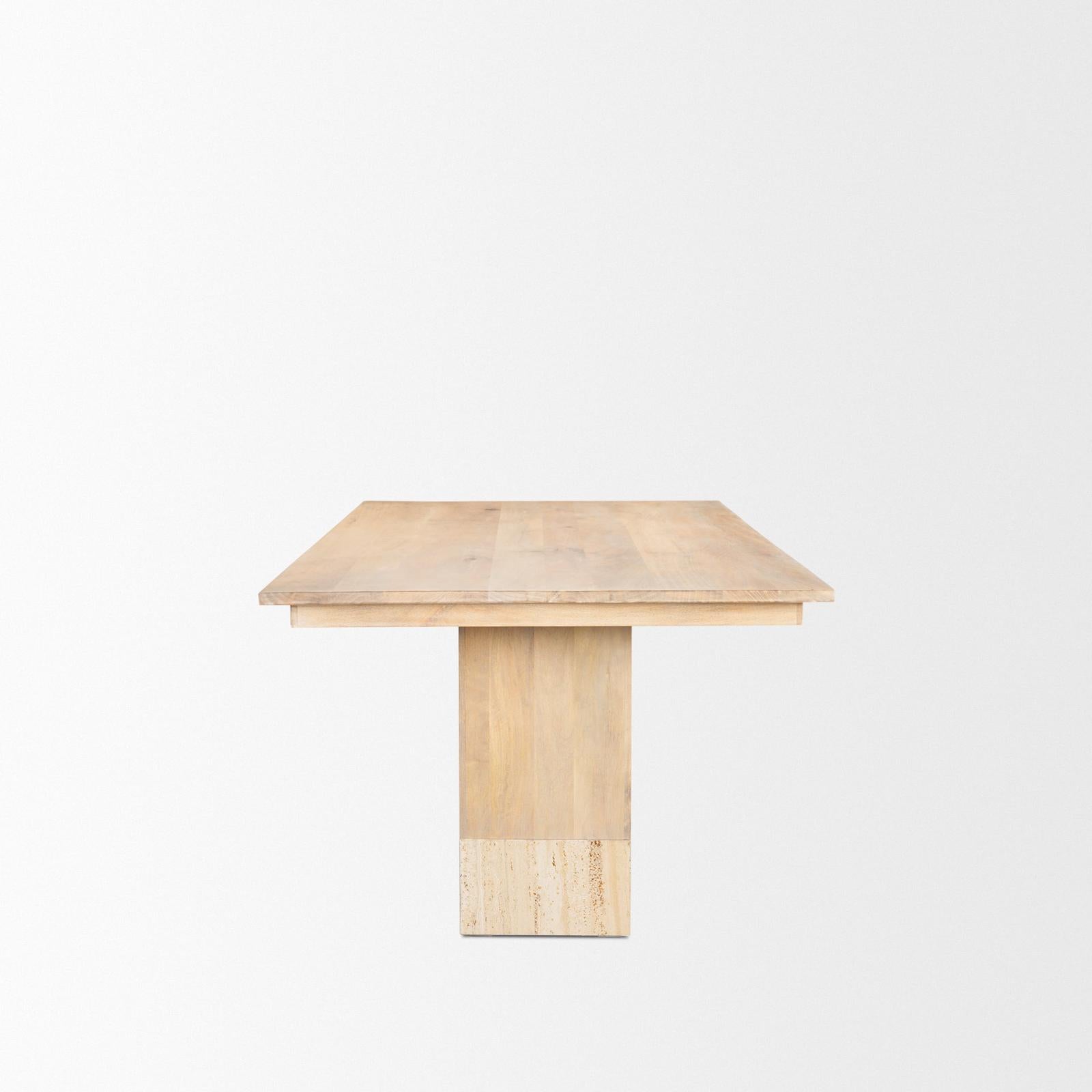 Mercana Shivon Light Brown Mango Wood W/ Travertine Dining Table