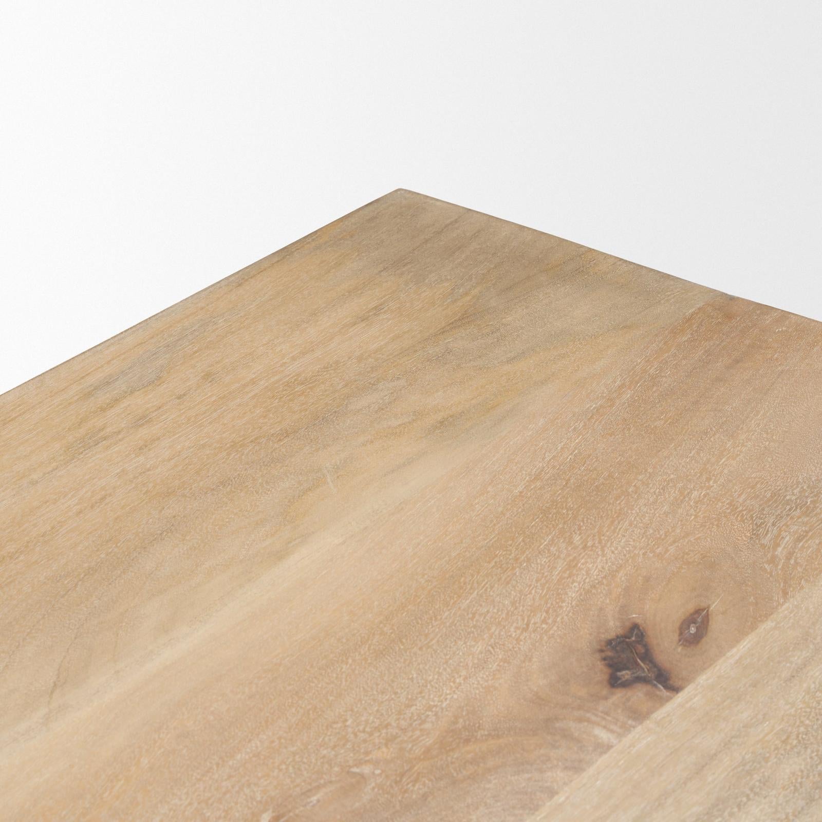 Mercana Shivon Light Brown Mango Wood W/ Travertine Dining Table