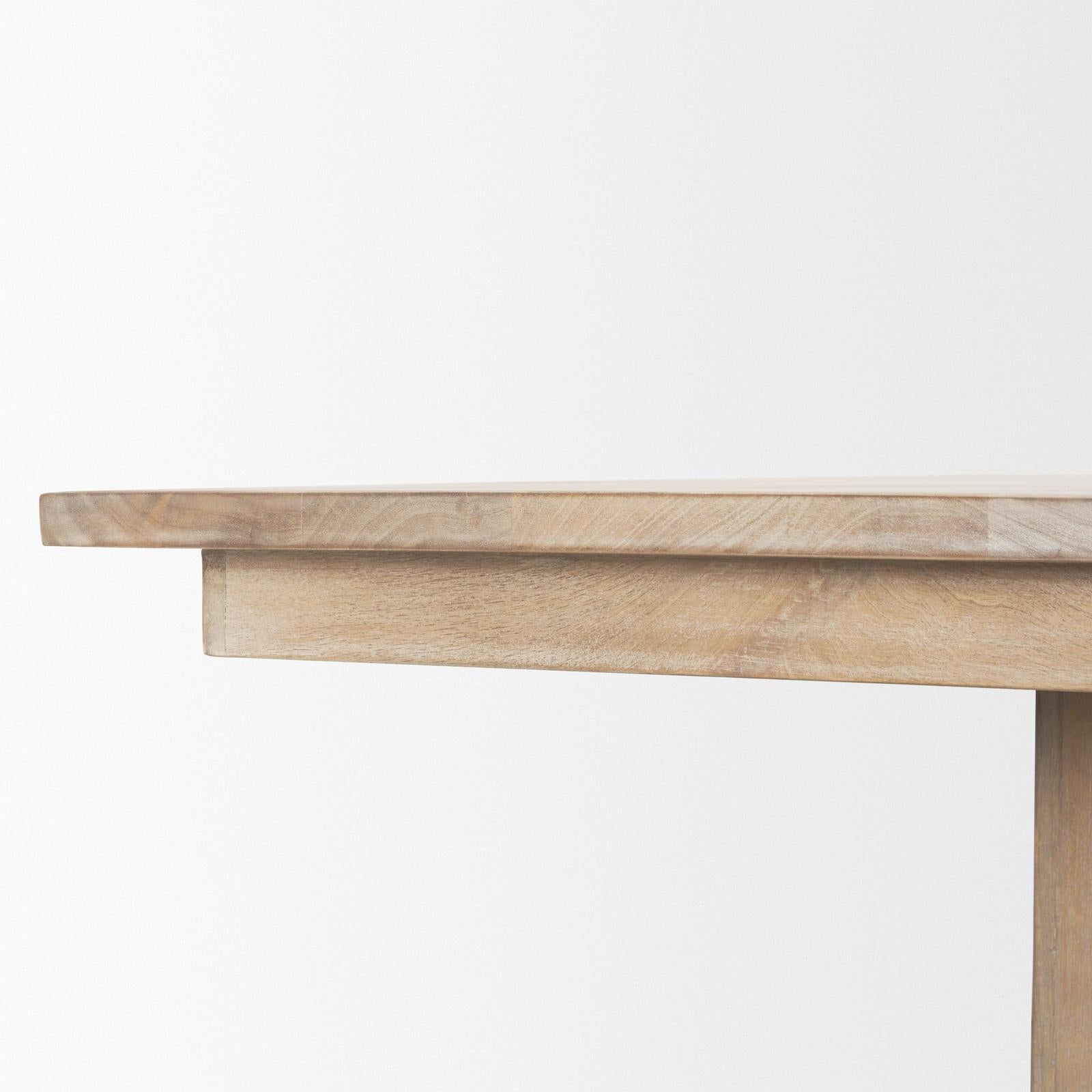 Mercana Shivon Light Brown Mango Wood W/ Travertine Dining Table