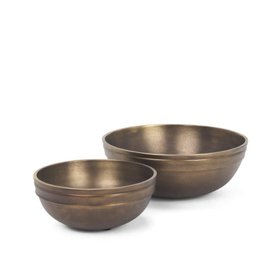 Mercana Tomiko Decorative Brass Finished Cast Aluminum Round Bowls