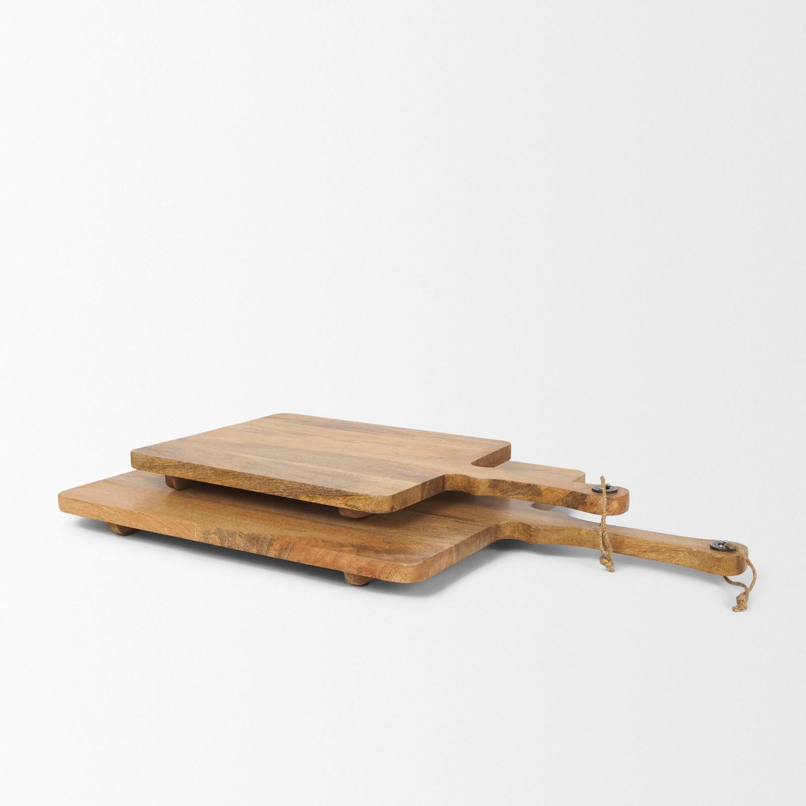 Mercana Khana Natural Solid Wood Square Serving Boards