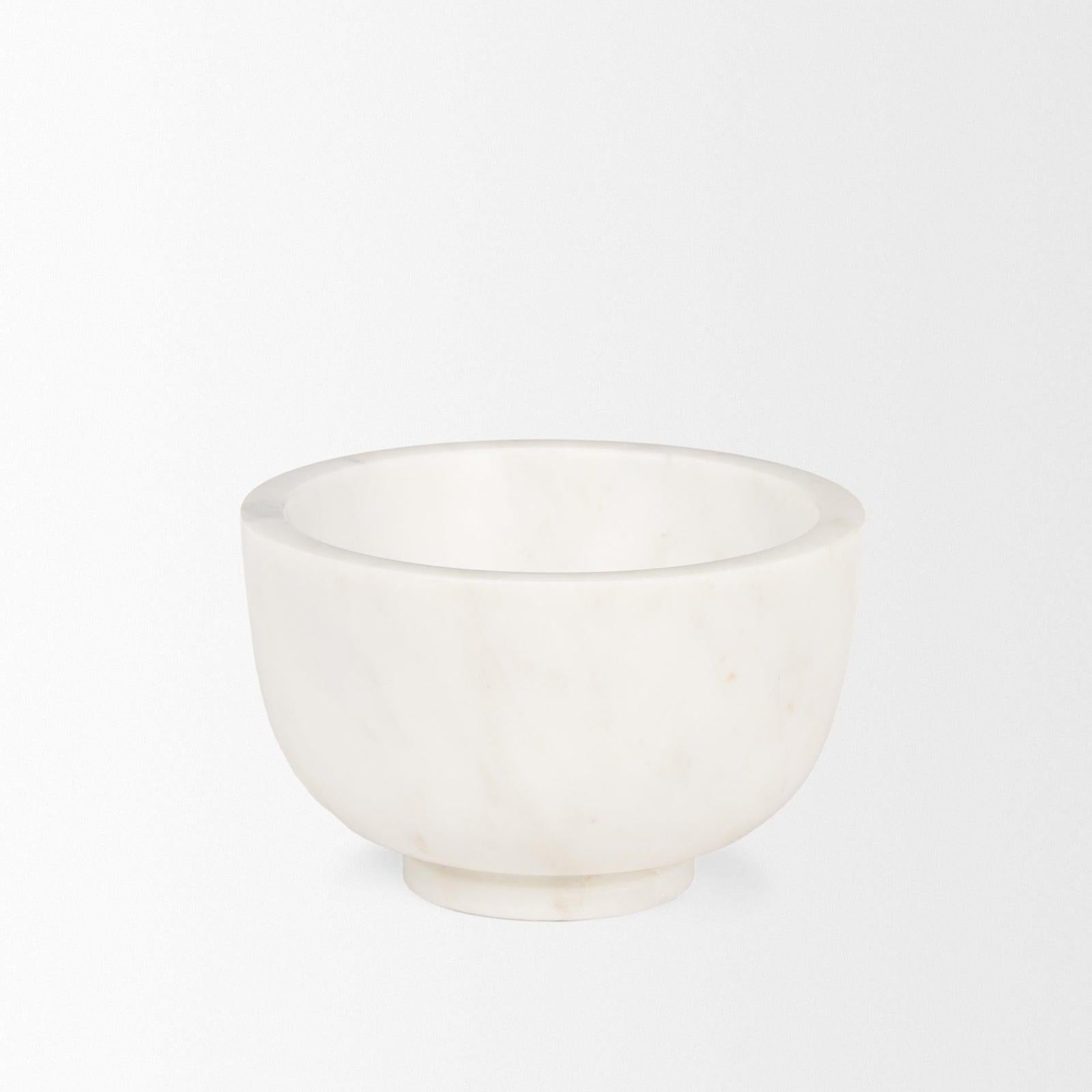 Mercana Katora Premium Solid White Marble Bowl