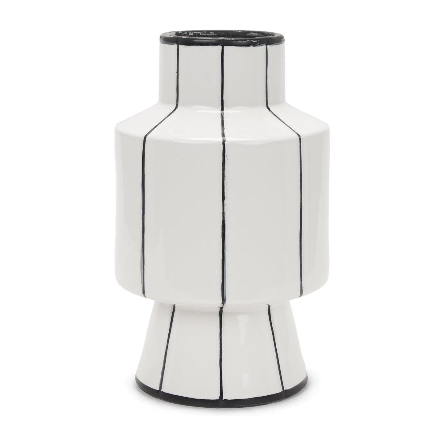 Mercana Dinah White w/ Black Stripes Ceramic Vase Clearance