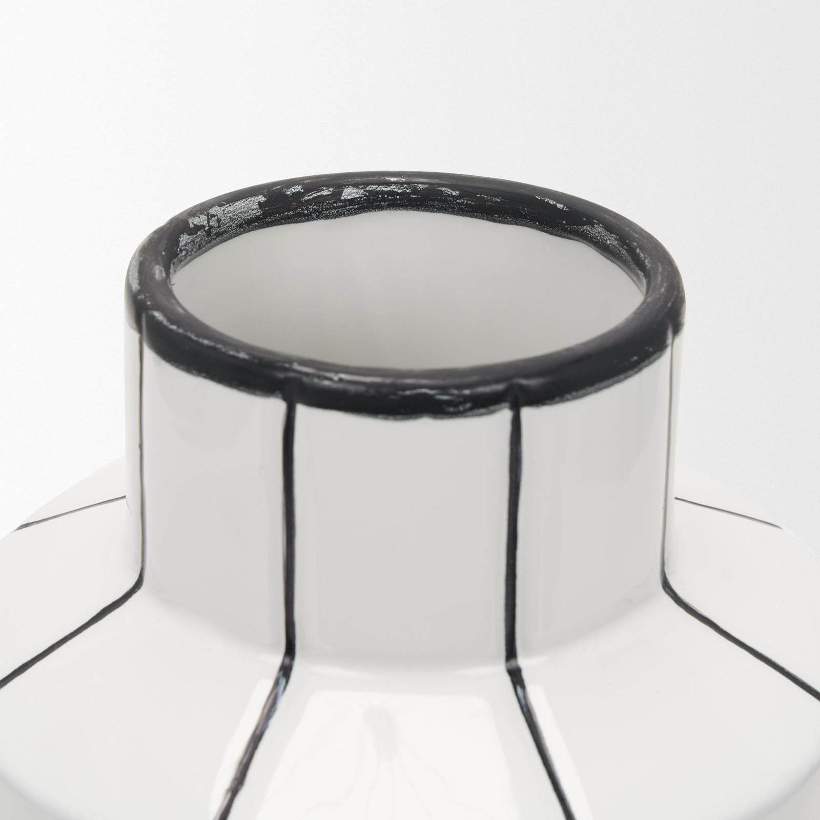 Mercana Dinah White w/ Black Stripes Ceramic Vase Clearance