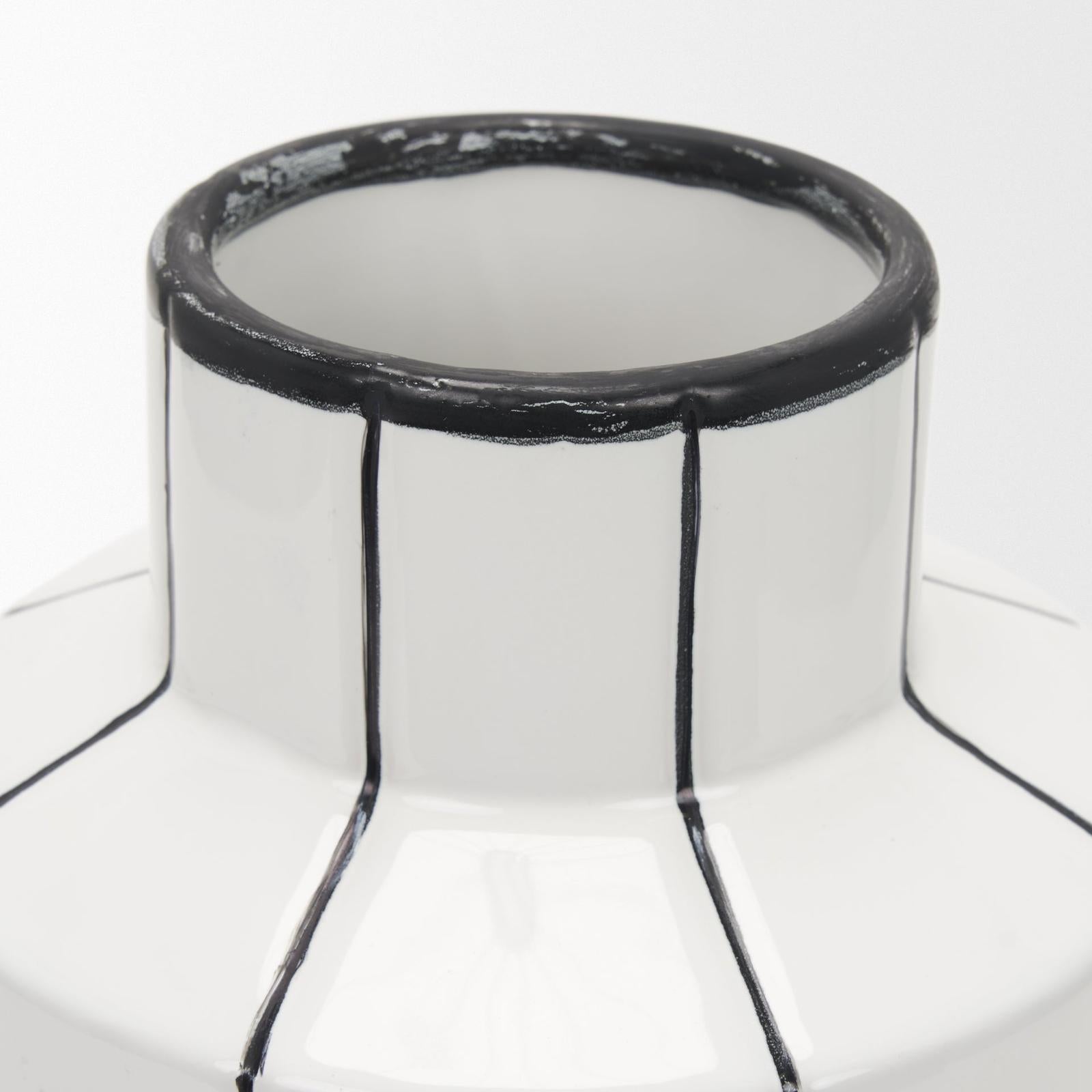 Mercana Dinah White w/ Black Stripes Ceramic Vase Clearance