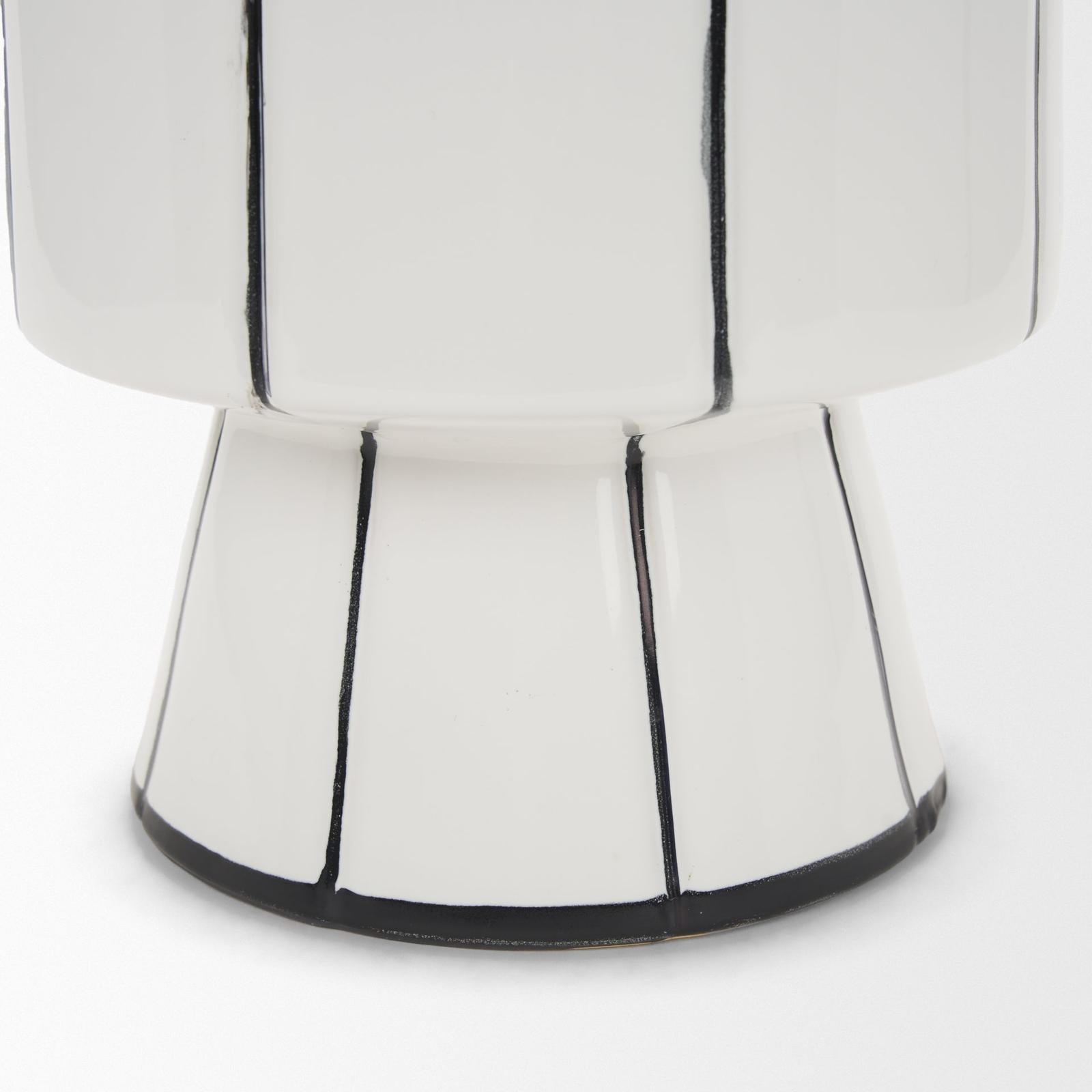 Mercana Dinah White w/ Black Stripes Ceramic Vase Clearance