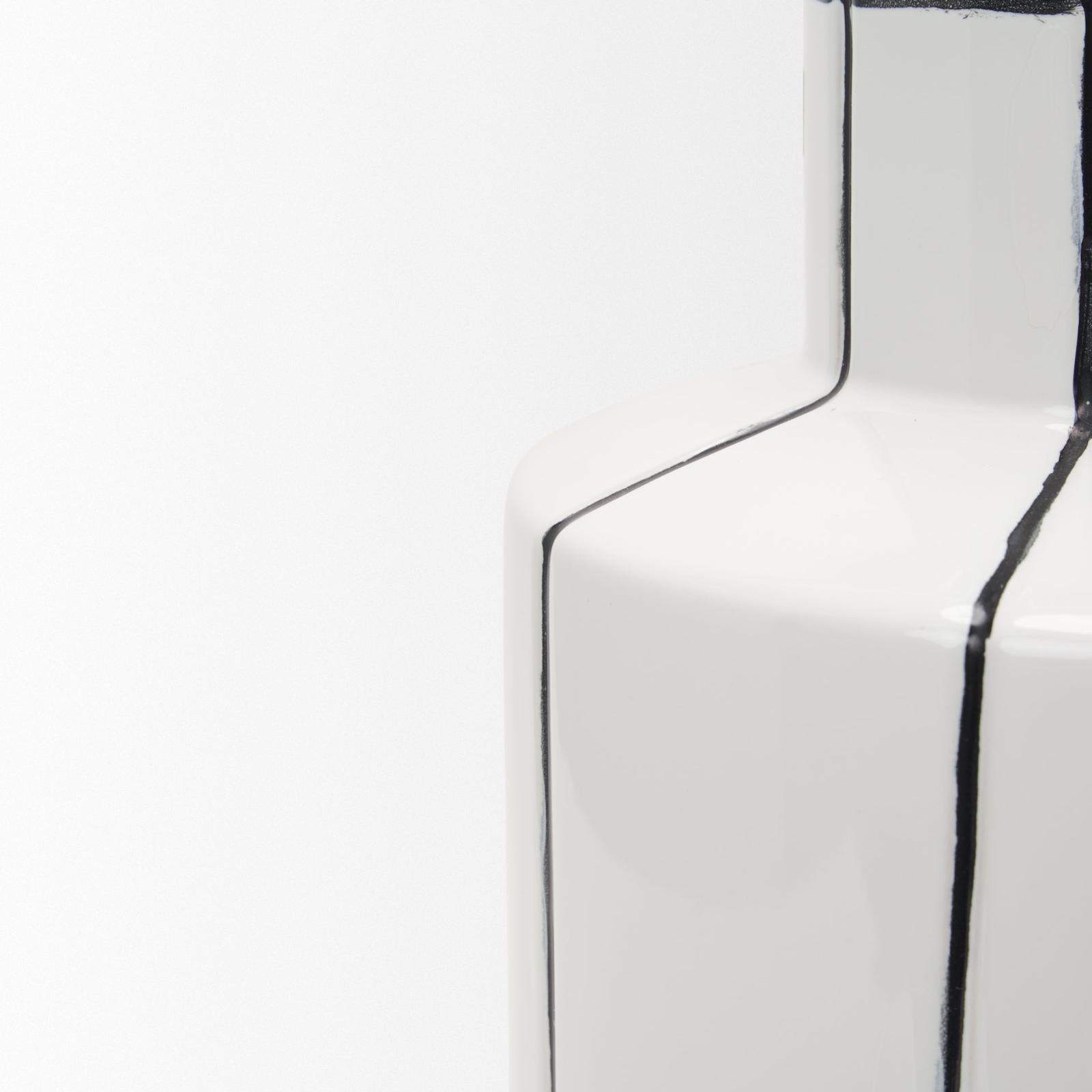 Mercana Dinah White w/ Black Stripes Ceramic Vase Clearance