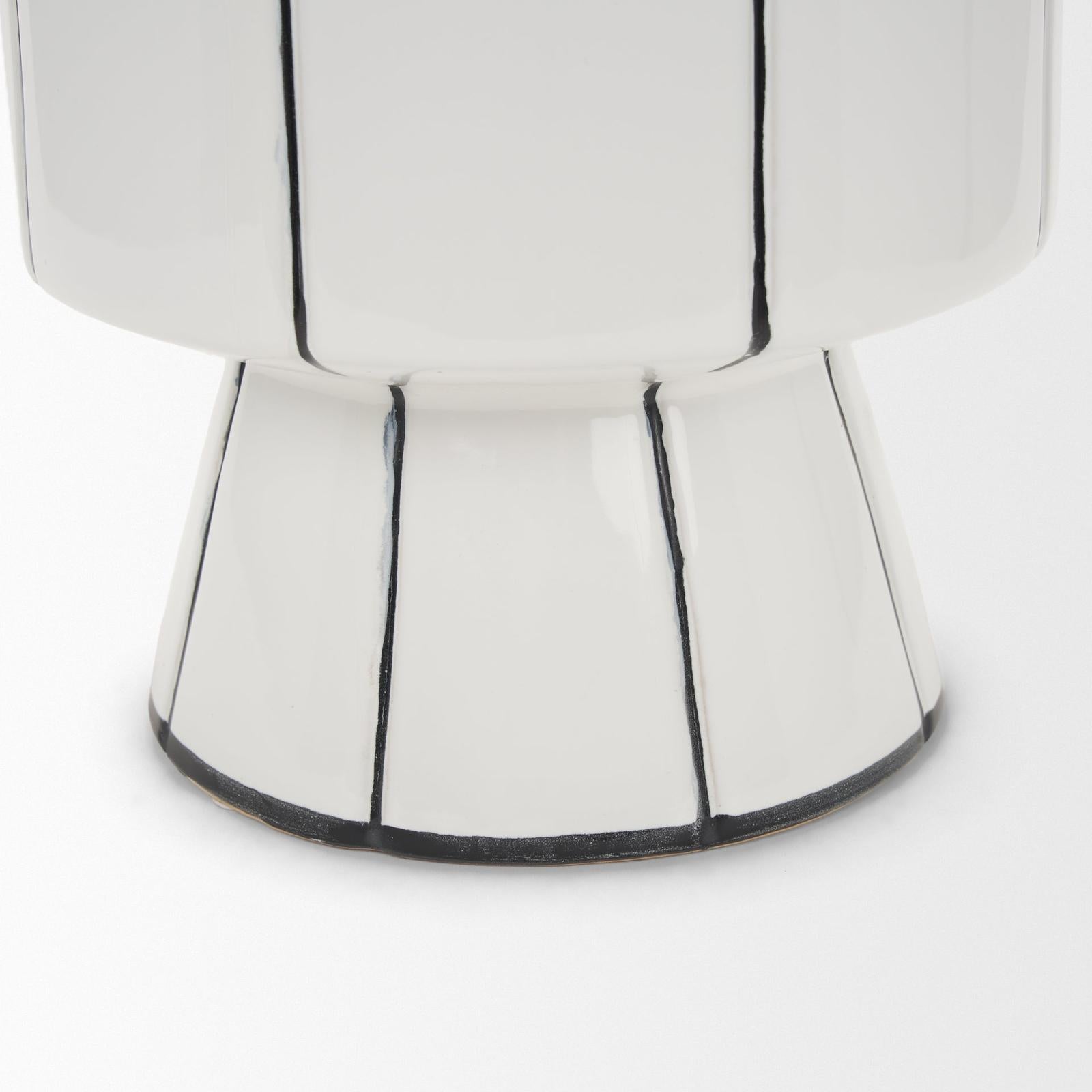 Mercana Dinah White w/ Black Stripes Ceramic Vase Clearance
