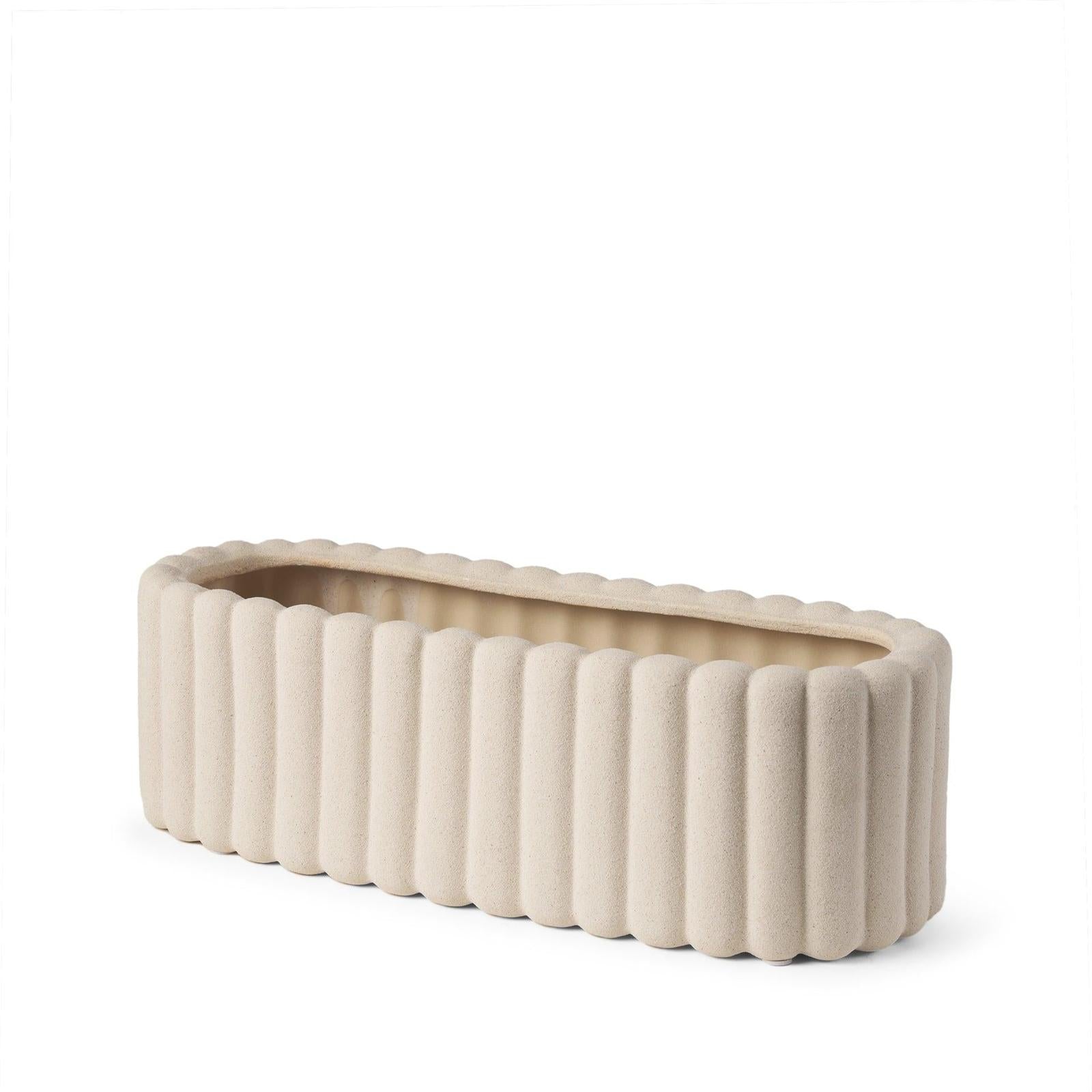 Mercana Mira Textured Blush Beige Fluted Ceramic Vase