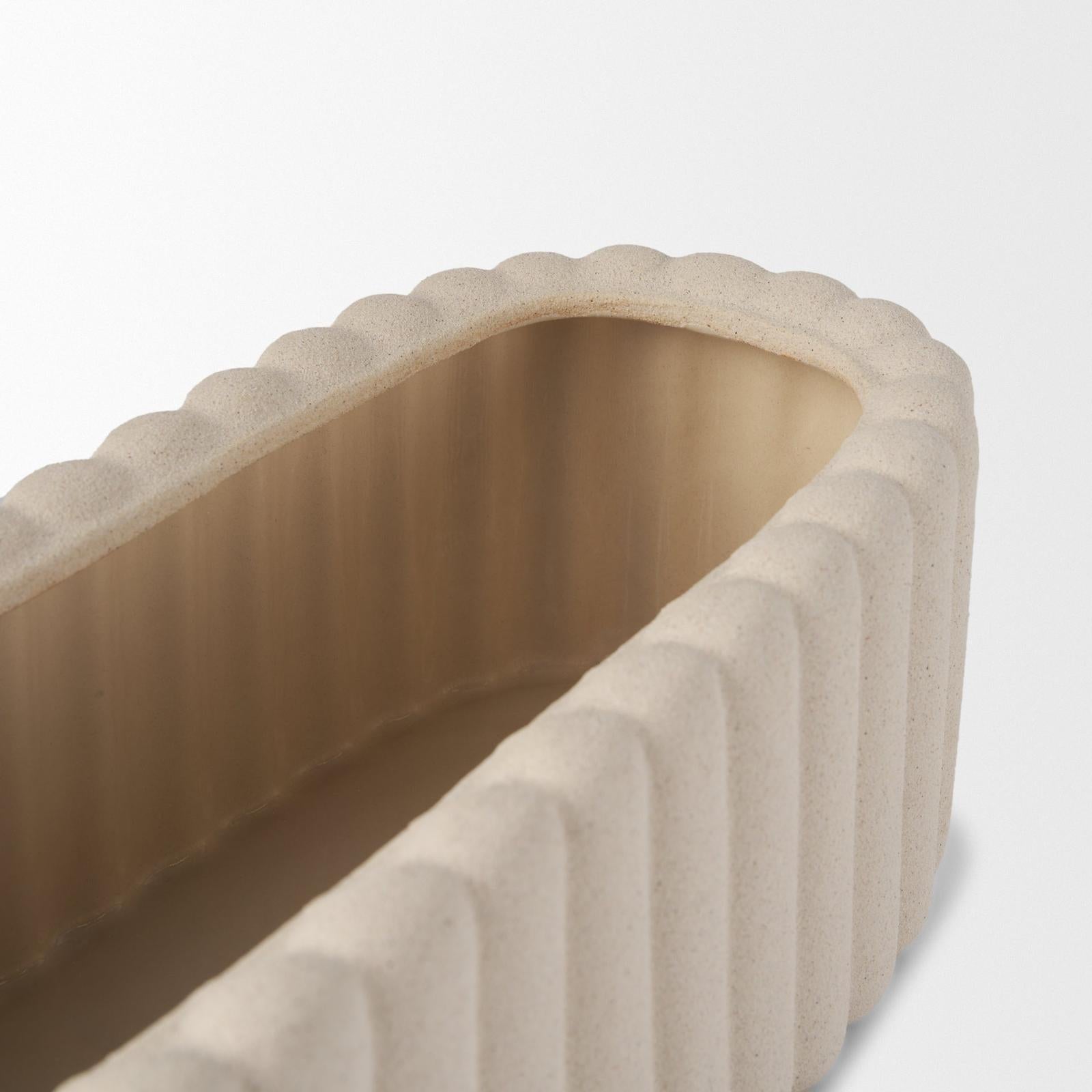 Mercana Mira Textured Blush Beige Fluted Ceramic Vase
