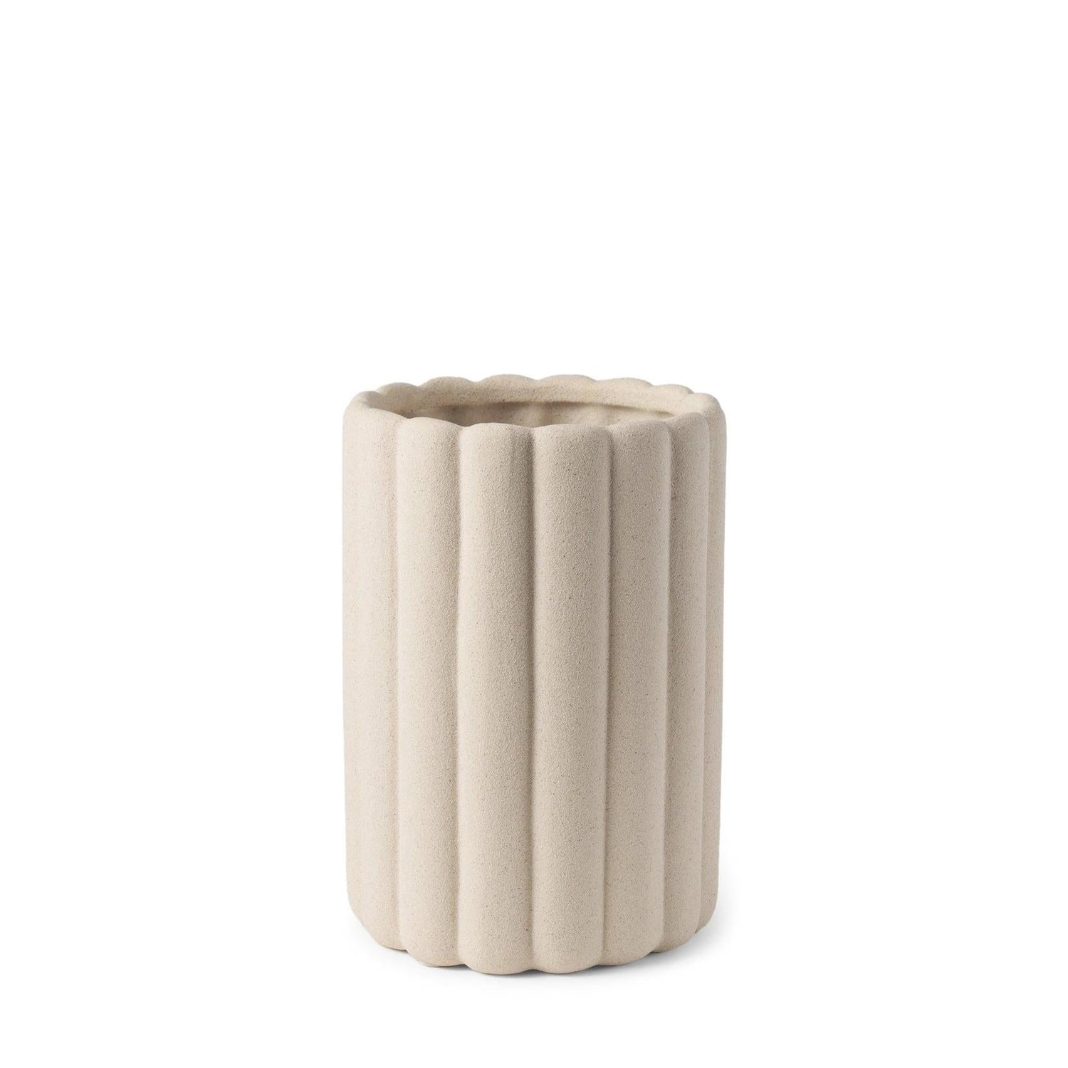 Mercana Mira Textured Blush Beige Fluted Ceramic Vase
