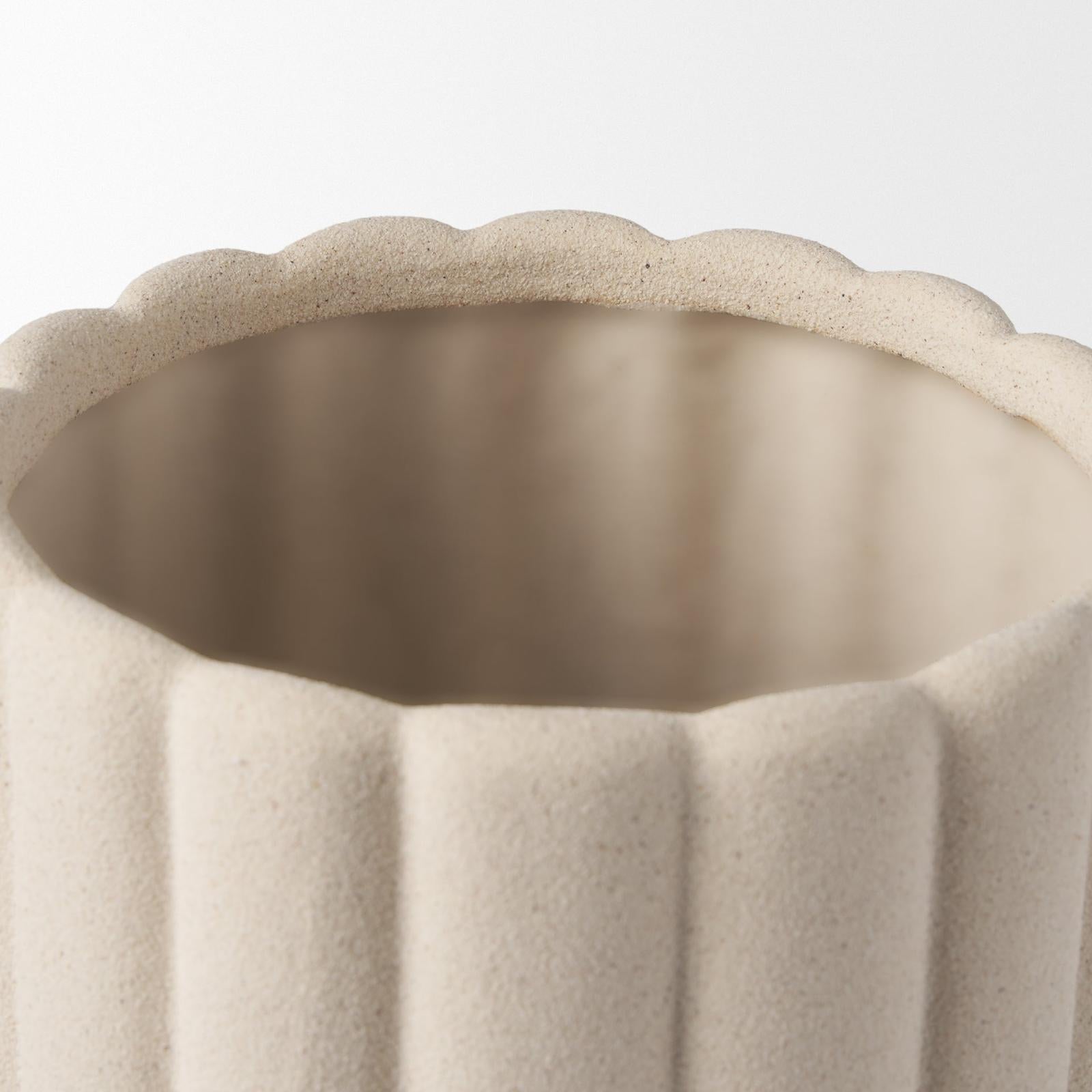 Mercana Mira Textured Blush Beige Fluted Ceramic Vase