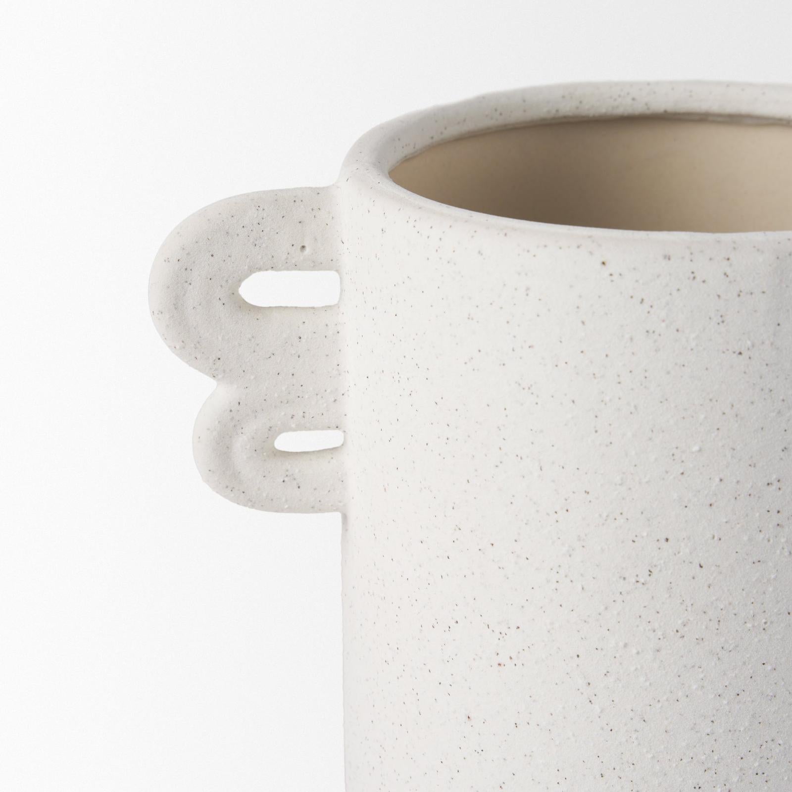 Mercana Dylan Textured Off White w/ Handles Ceramic Vase Clearance