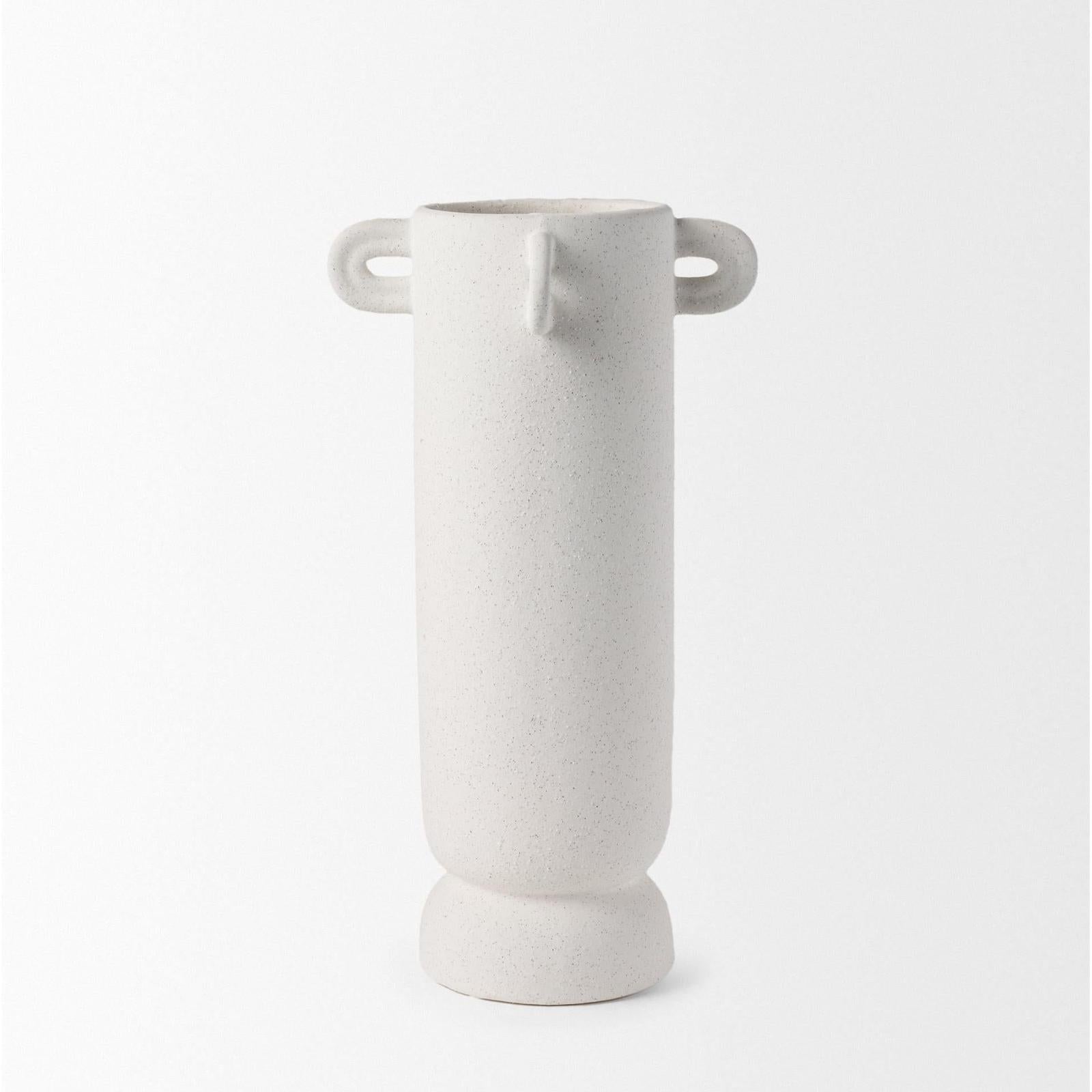 Mercana Dylan Textured Off White w/ Handles Ceramic Vase Clearance