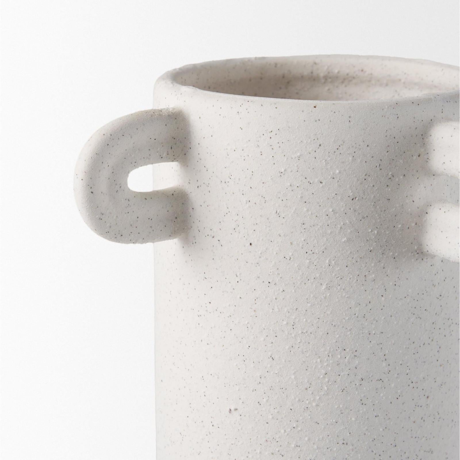 Mercana Dylan Textured Off White w/ Handles Ceramic Vase Clearance
