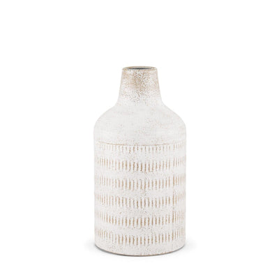 Mercana Tisha White W/ Terracotta Distressing Metal Vase