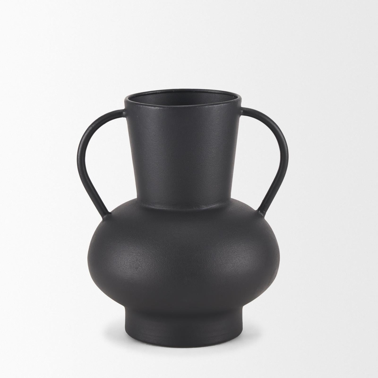 Mercana Tasya Matte Black Metal Vase