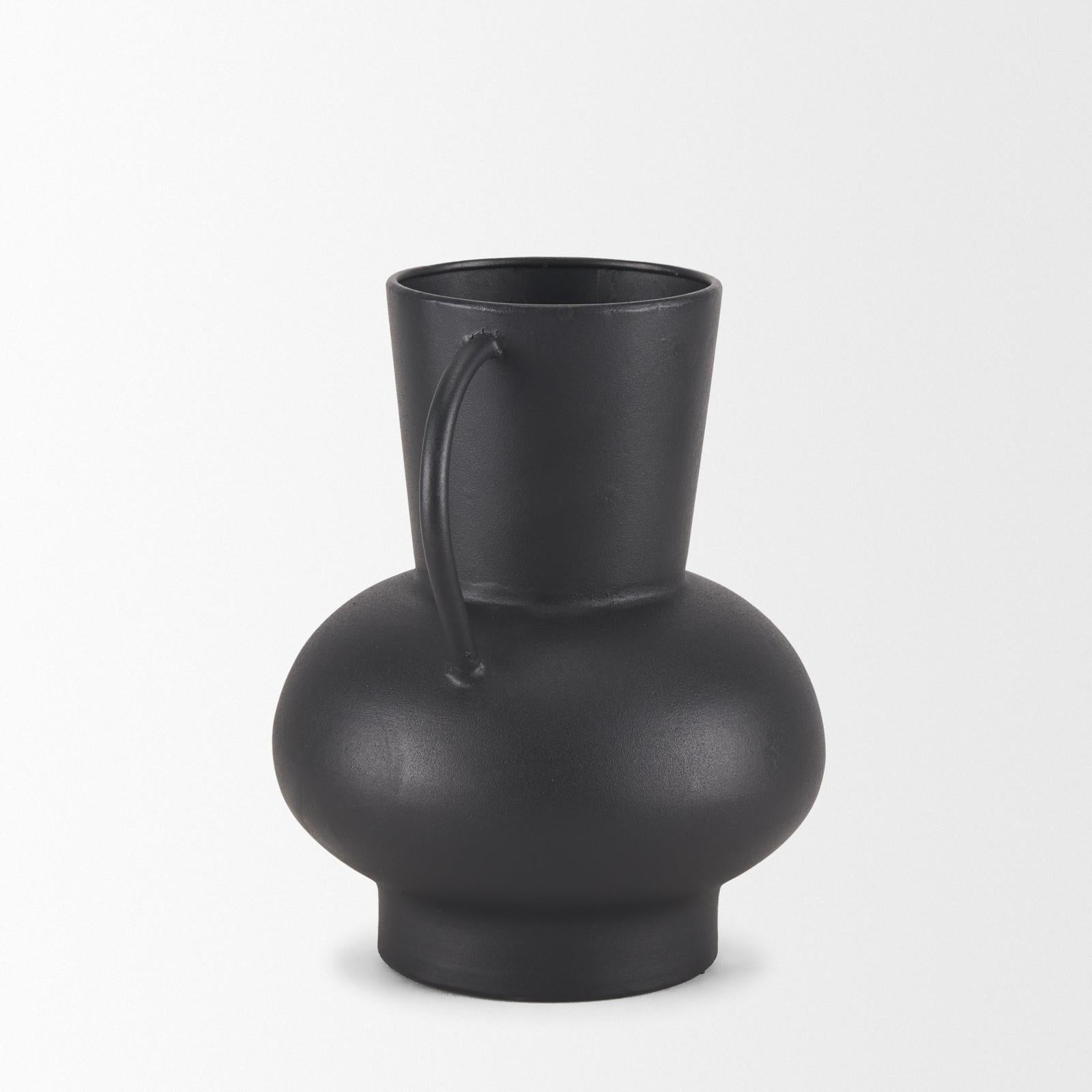 Mercana Tasya Matte Black Metal Vase