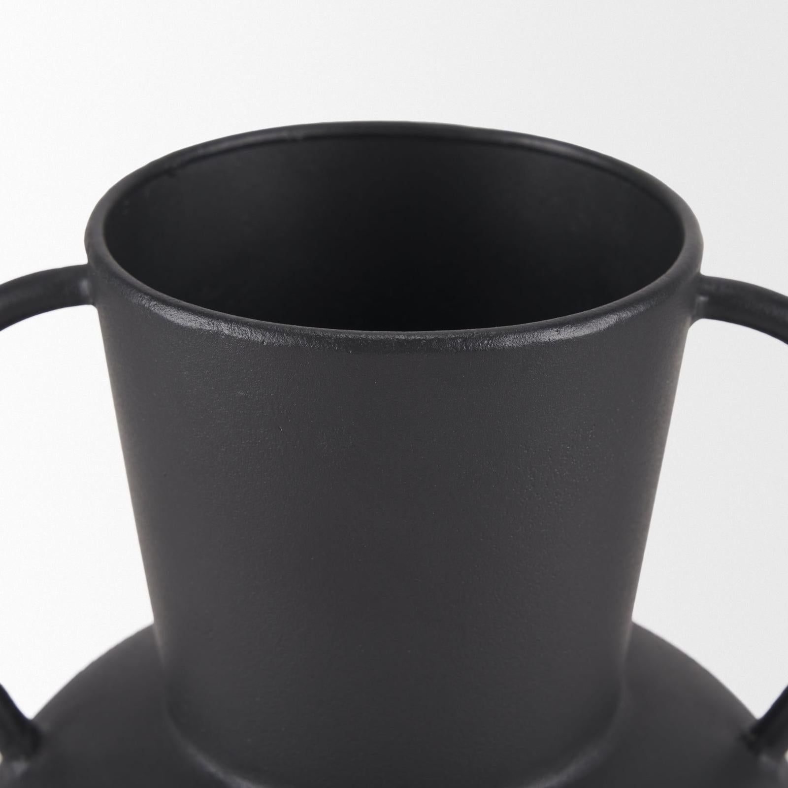 Mercana Tasya Matte Black Metal Vase