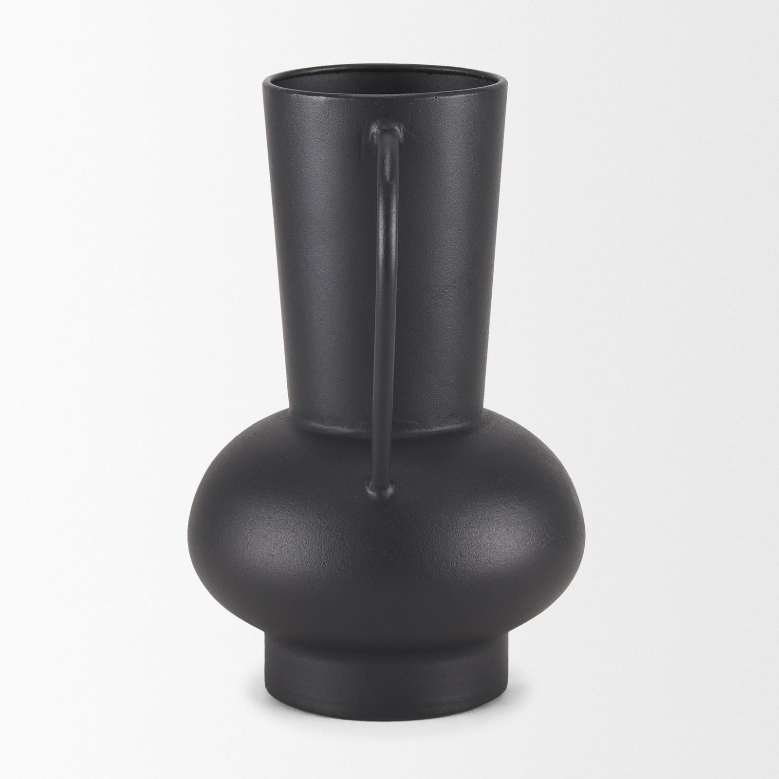 Mercana Tasya Matte Black Metal Vase