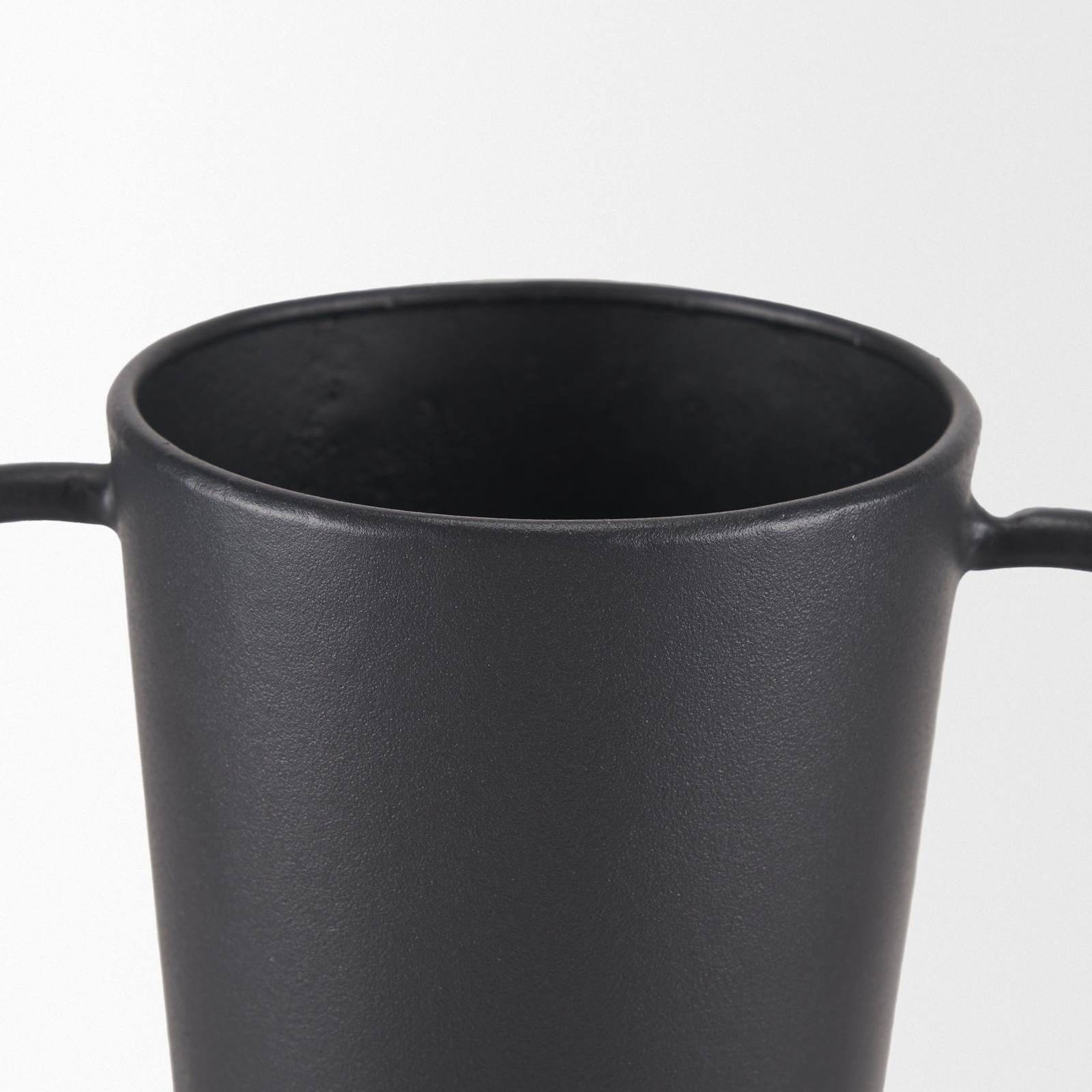 Mercana Tasya Matte Black Metal Vase