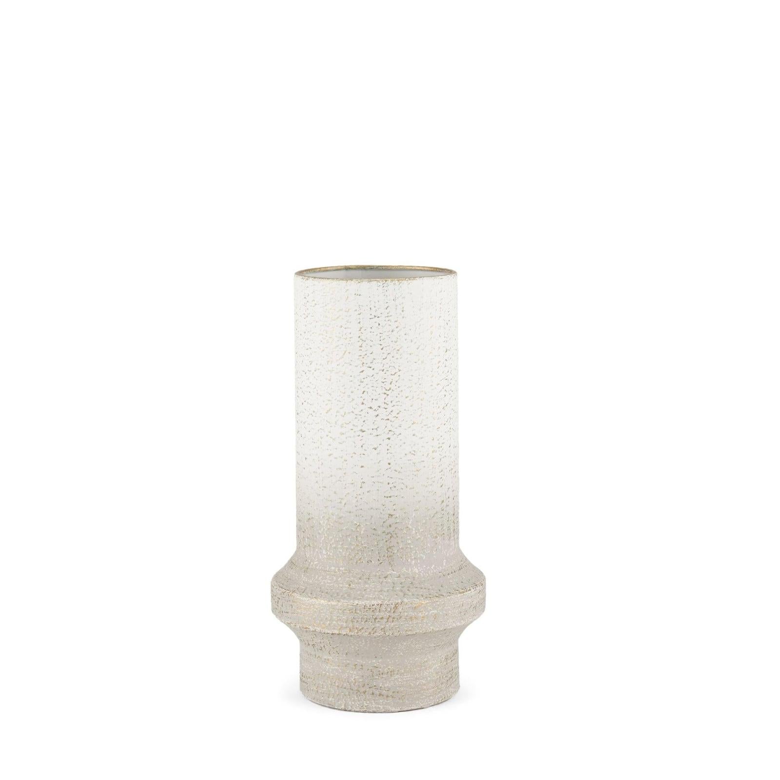 Mercana Tovah Textured White w/ Gold Metal Vase Clearance
