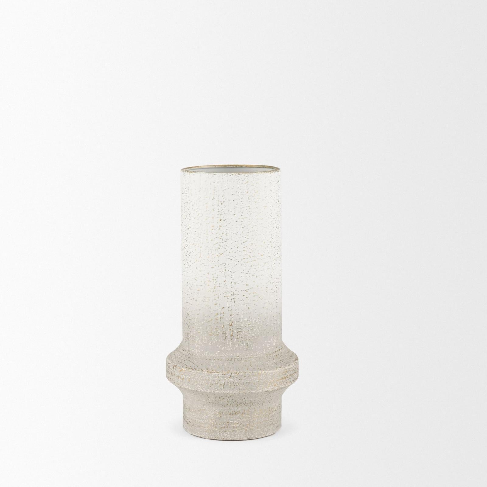 Mercana Tovah Textured White w/ Gold Metal Vase Clearance