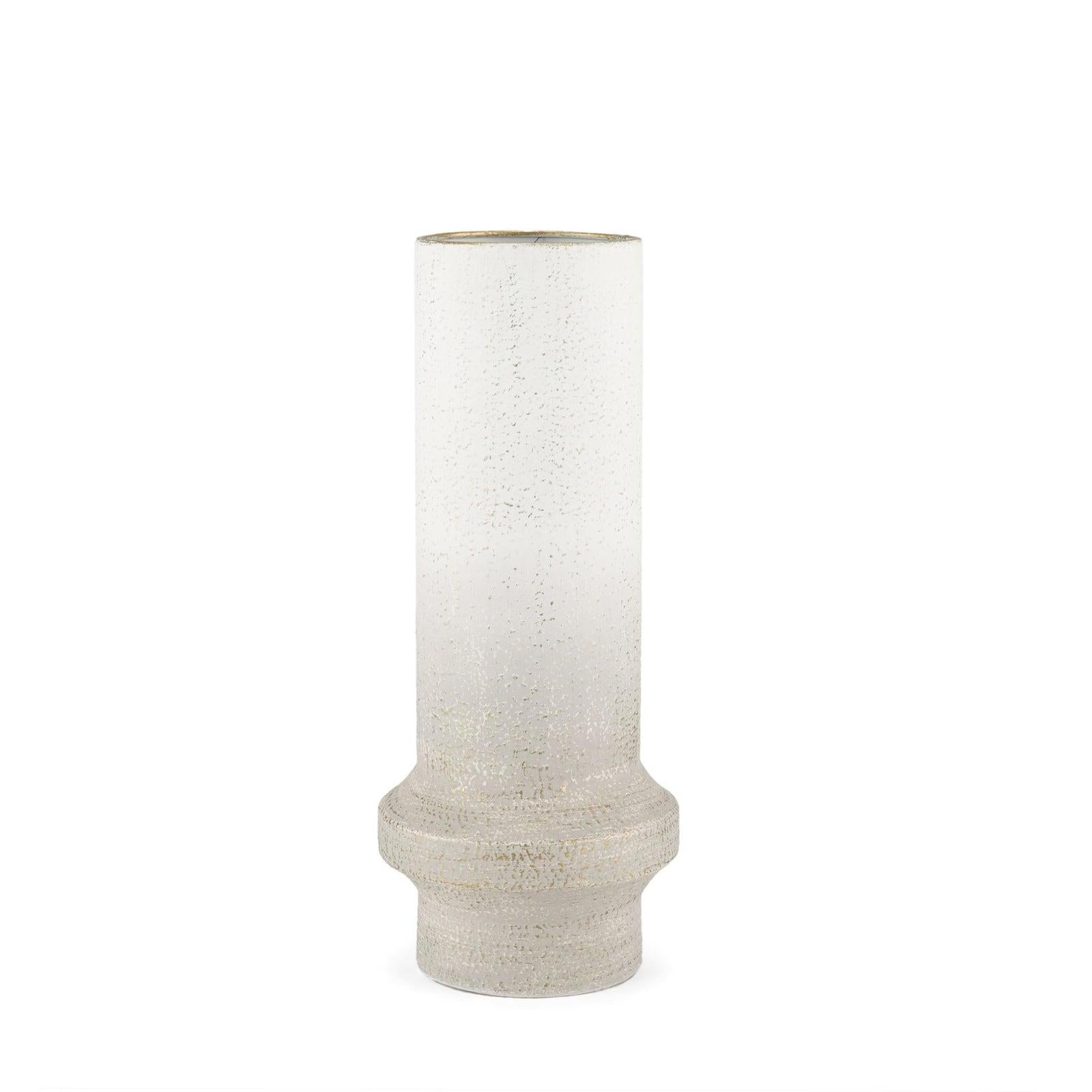 Mercana Tovah Textured White w/ Gold Metal Vase Clearance