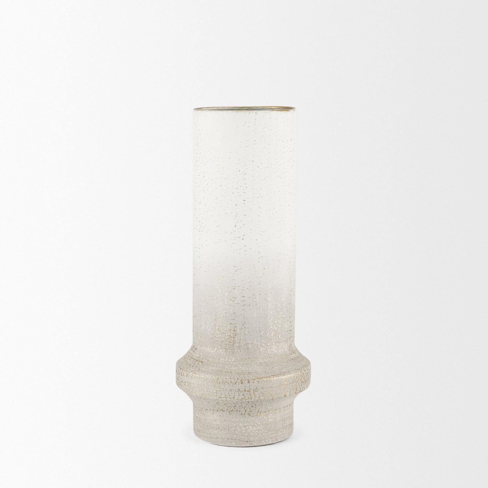 Mercana Tovah Textured White w/ Gold Metal Vase Clearance