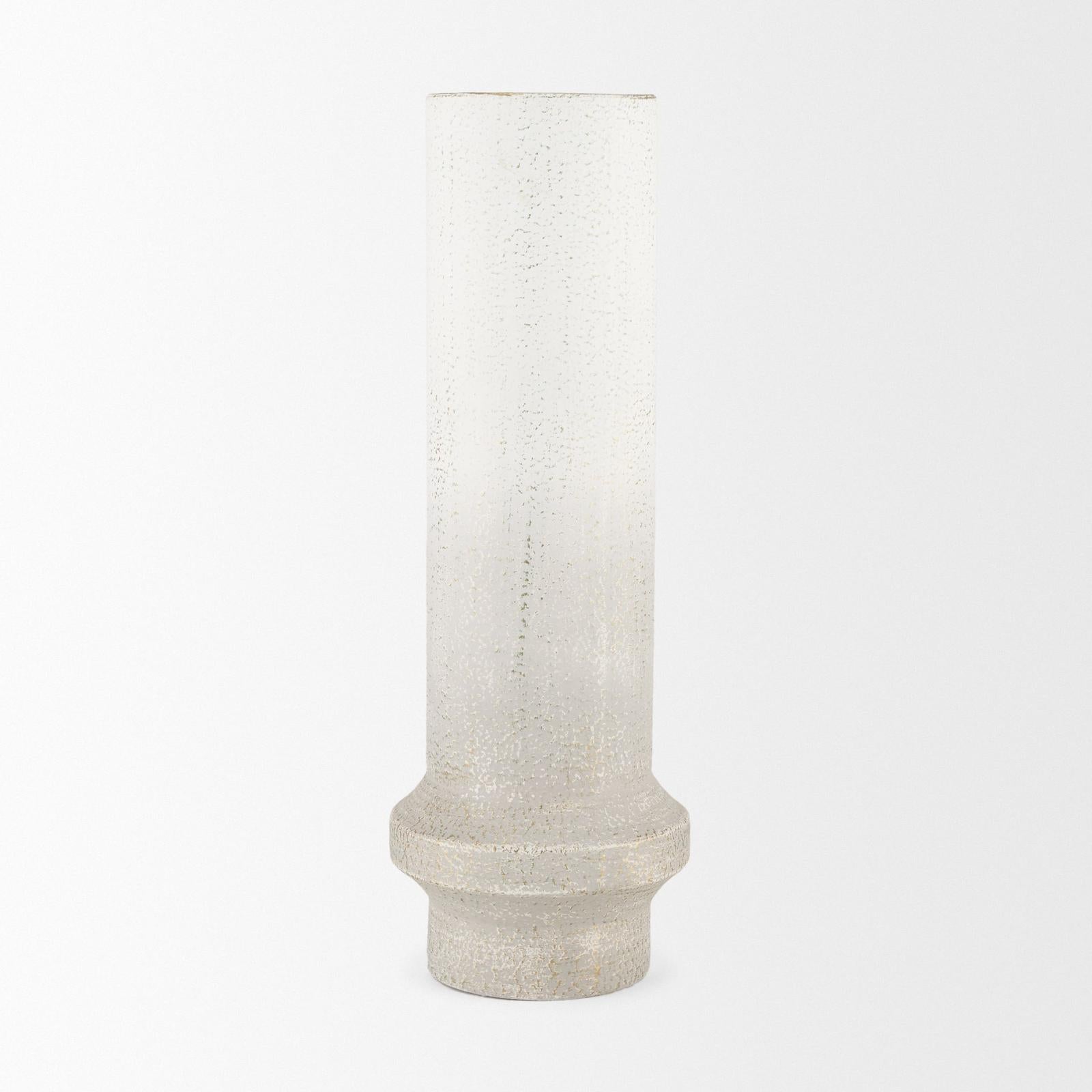 Mercana Tovah Textured White w/ Gold Metal Vase Clearance