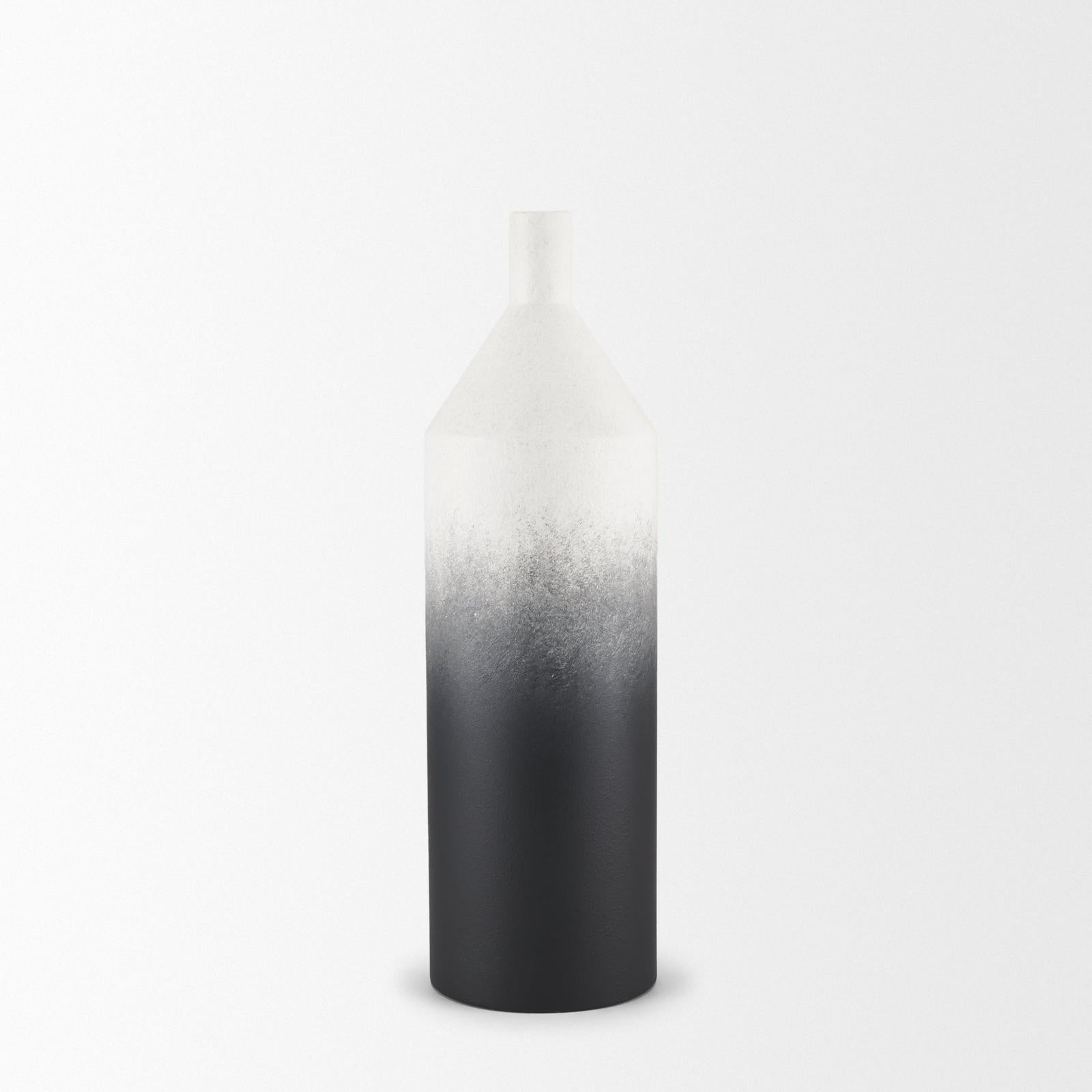 Mercana Townley White w/ Black Ombre Metal Vase Clearance