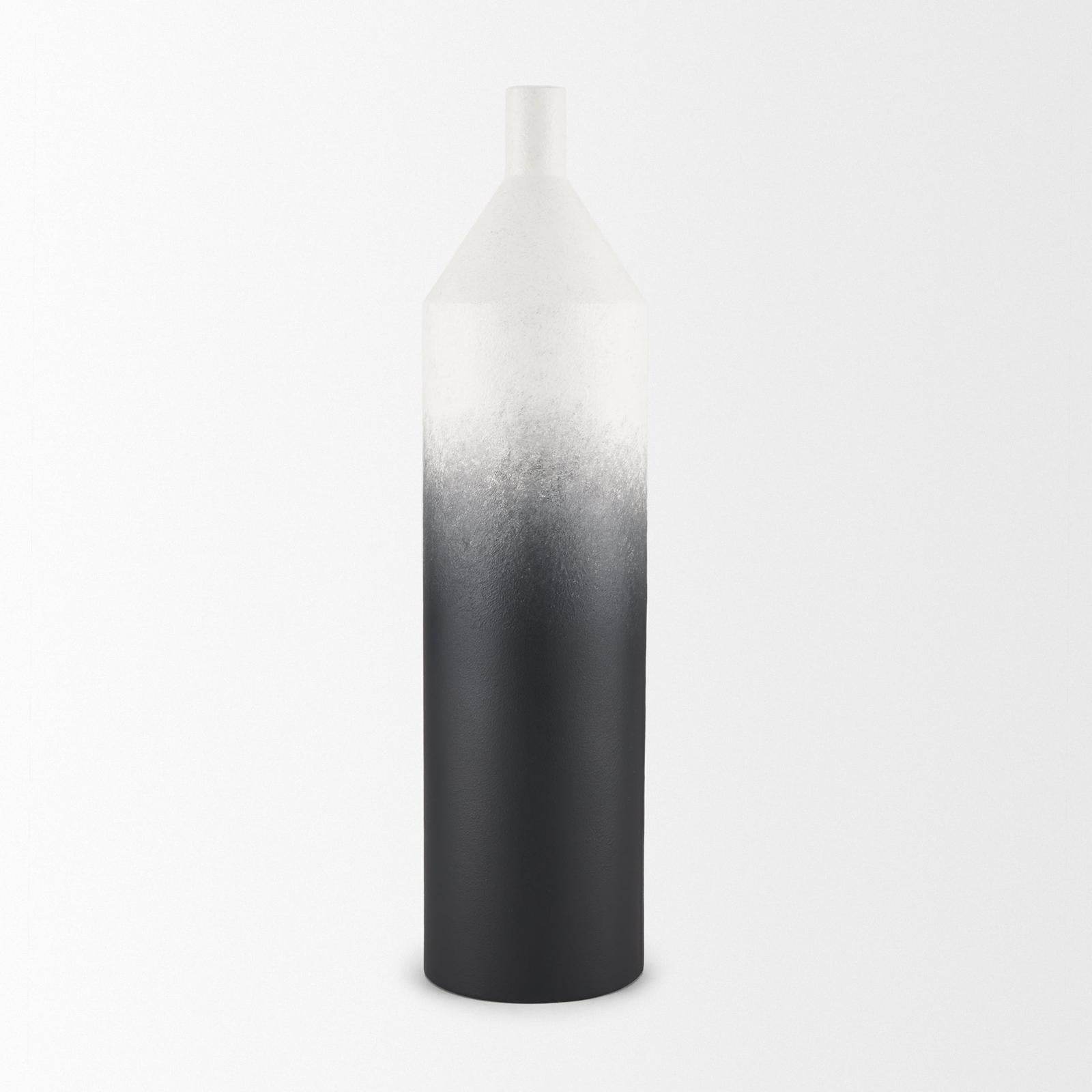 Mercana Townley White w/ Black Ombre Metal Vase Clearance