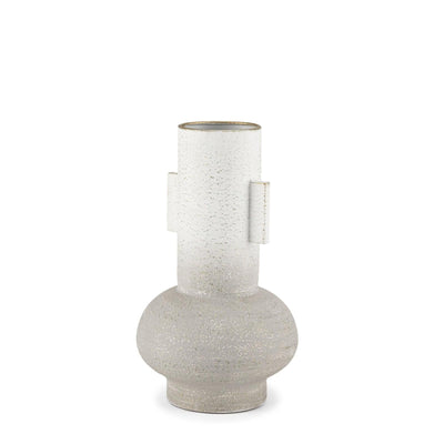 Mercana Torres Textured Off White w/ Gold Metal Vase
