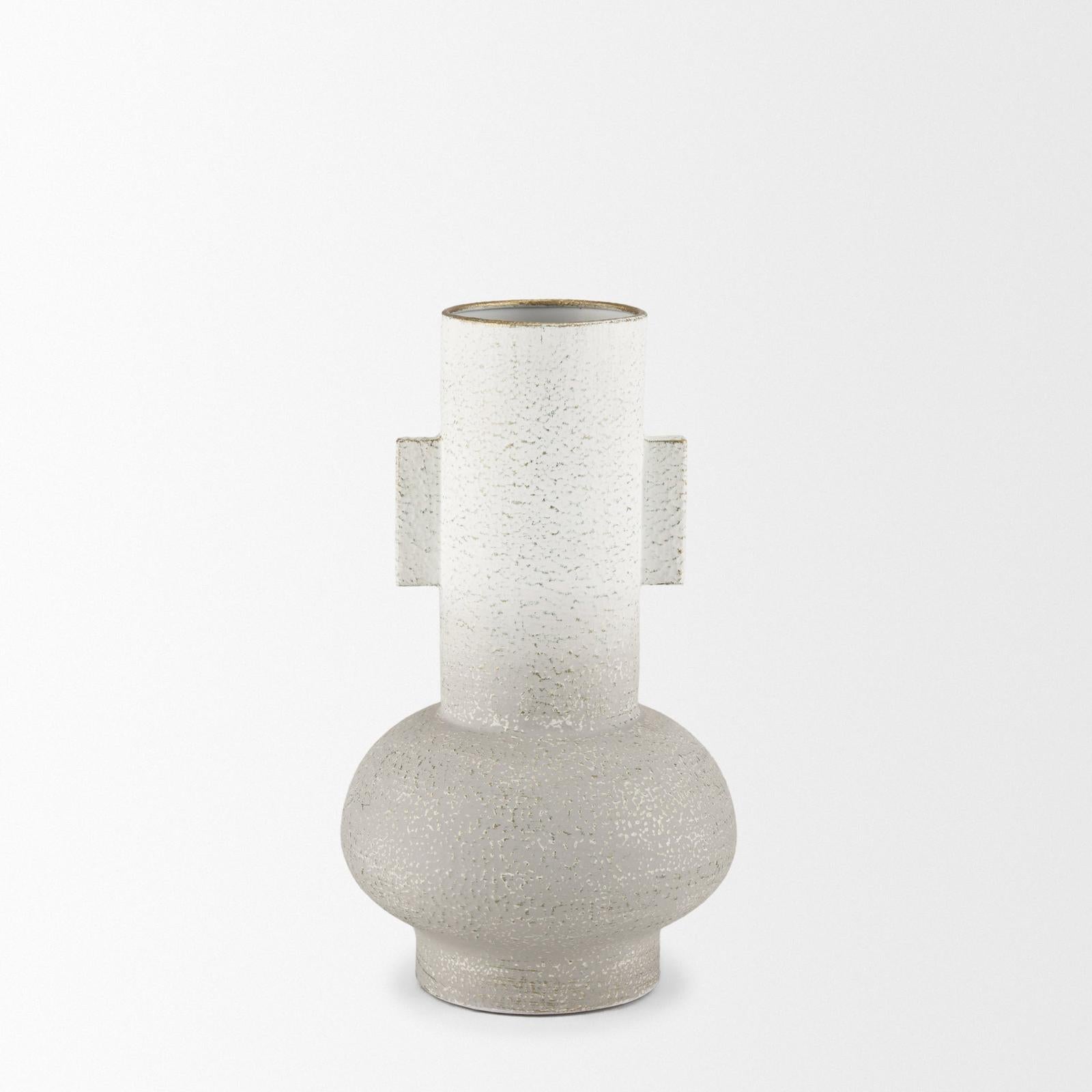 Mercana Torres Textured Off White w/ Gold Metal Vase