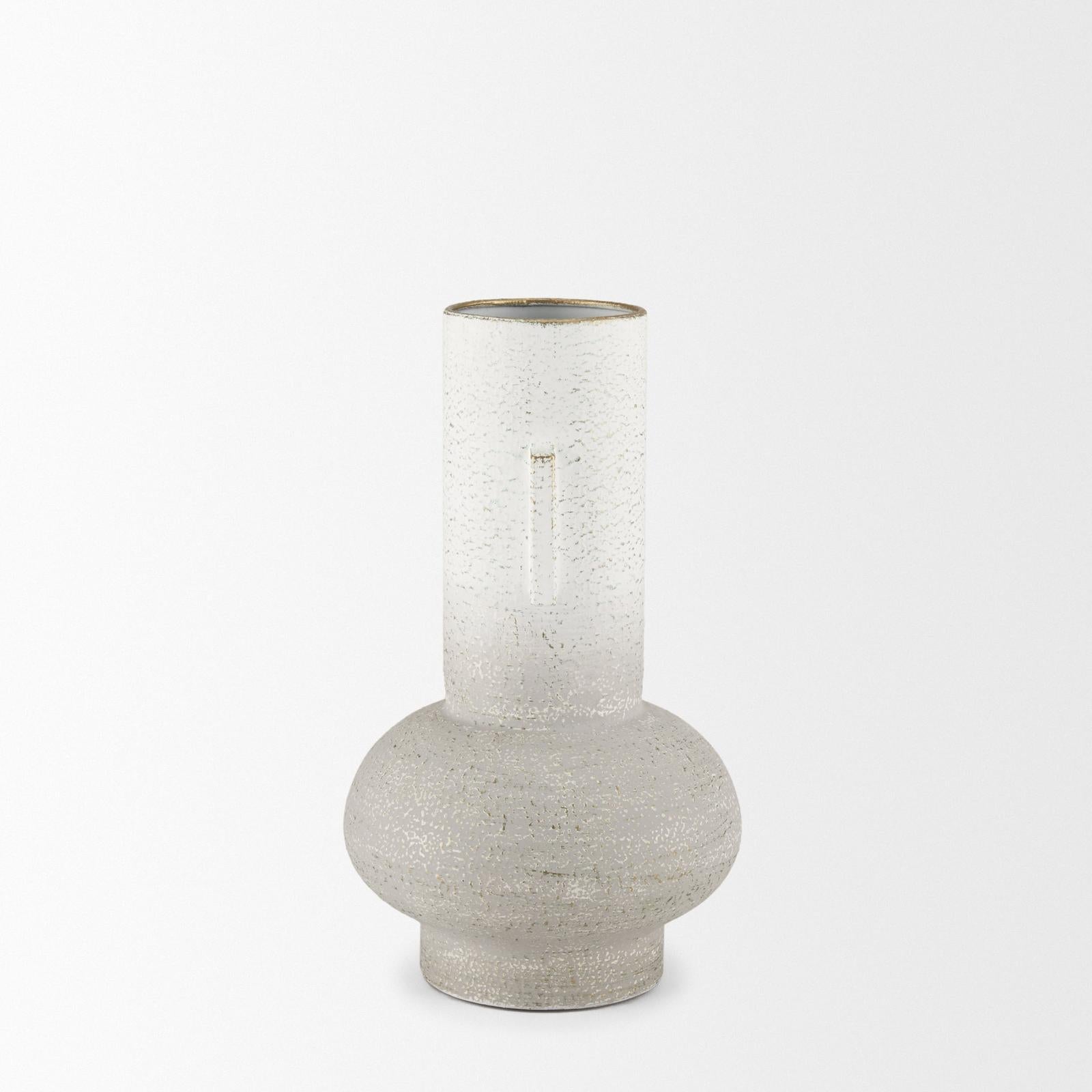 Mercana Torres Textured Off White w/ Gold Metal Vase