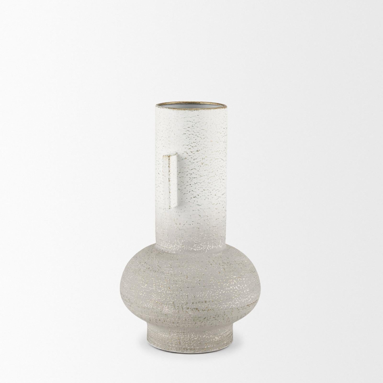 Mercana Torres Textured Off White w/ Gold Metal Vase