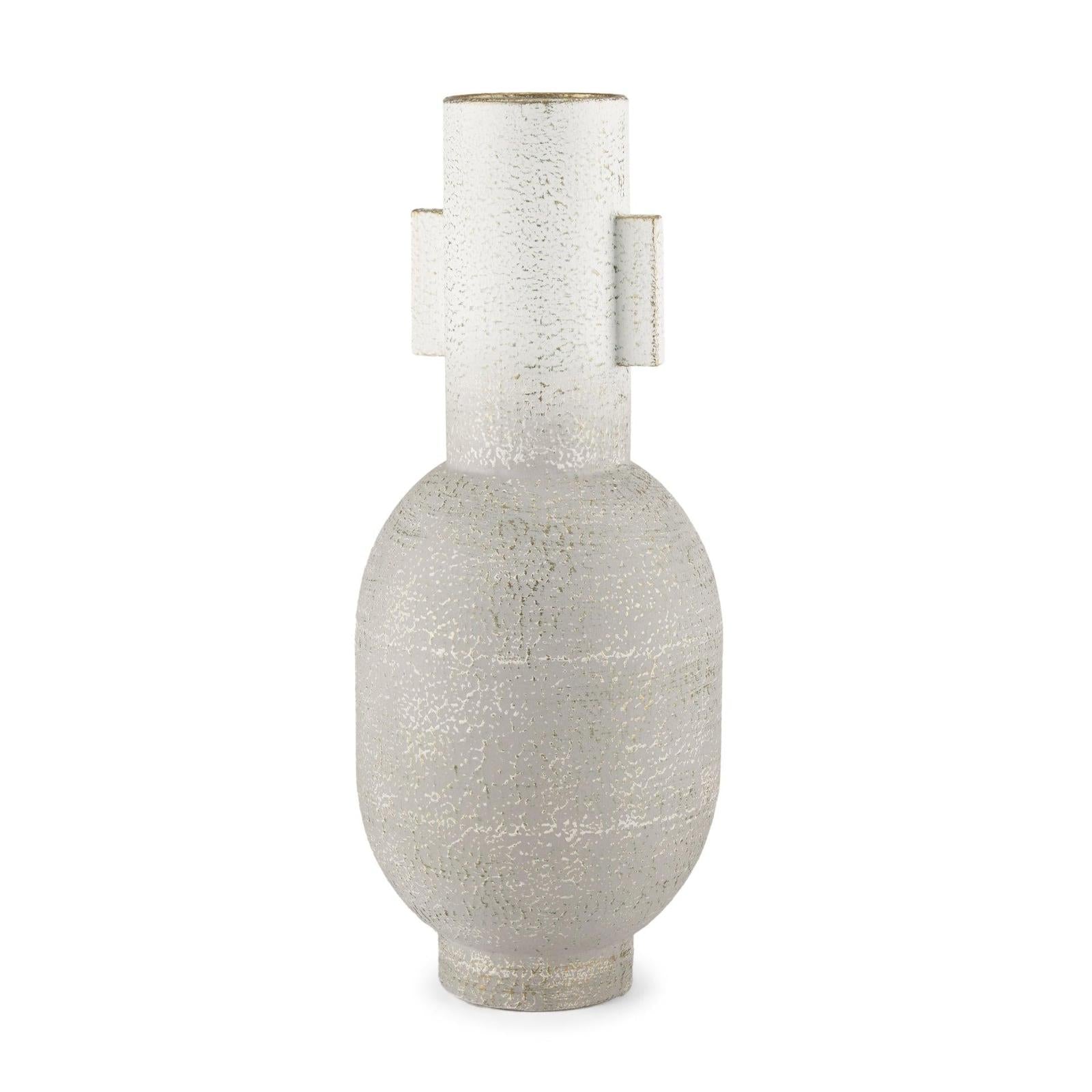 Mercana Torres Textured Off White w/ Gold Metal Vase