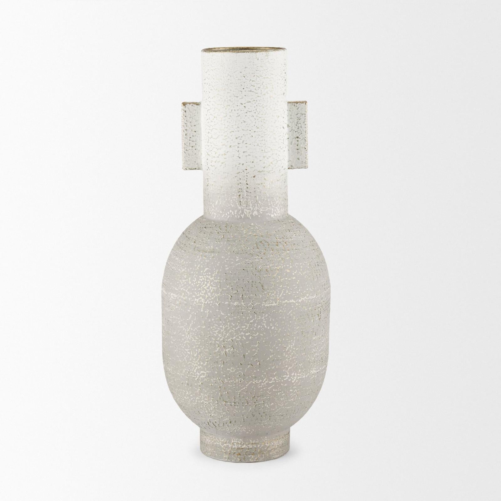 Mercana Torres Textured Off White w/ Gold Metal Vase