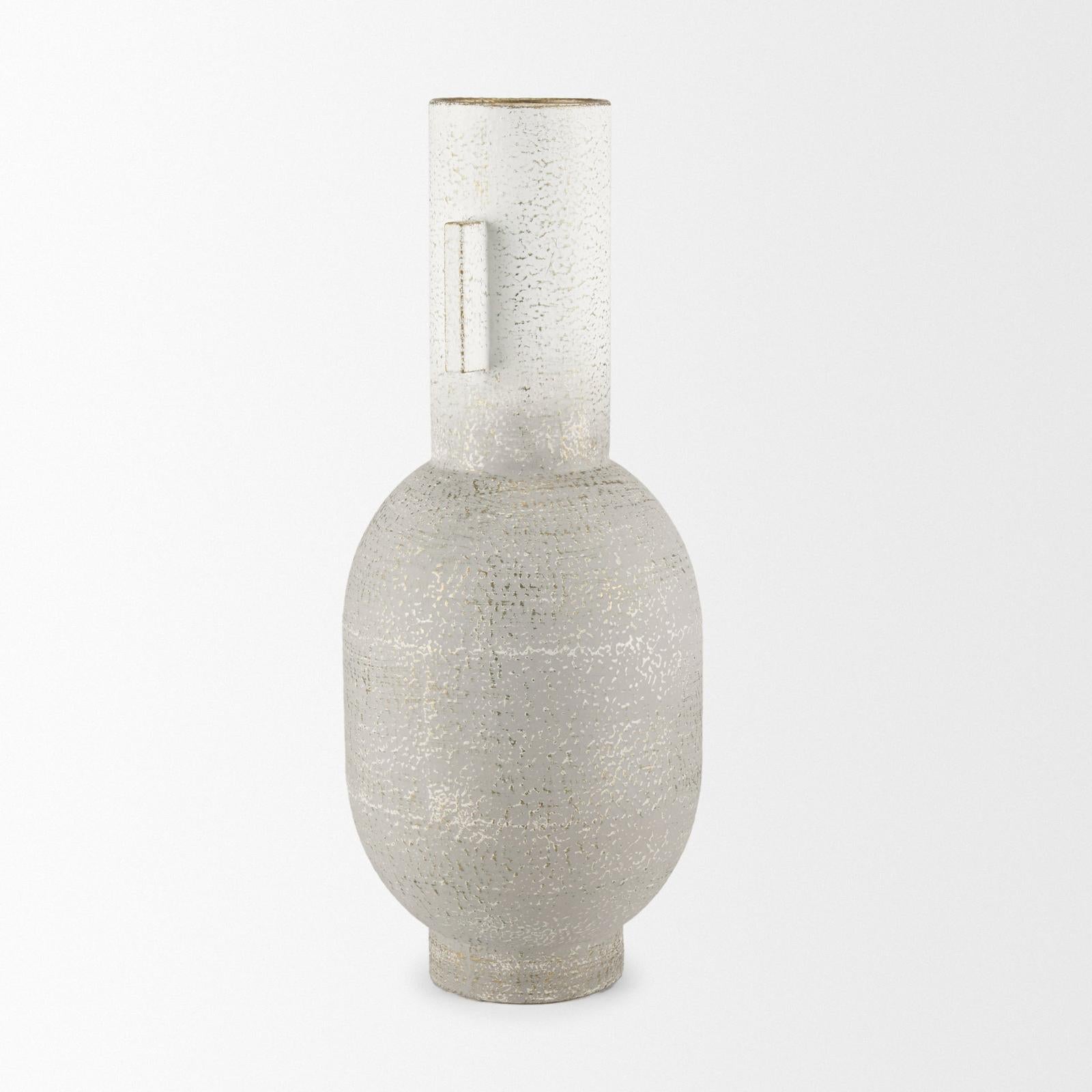 Mercana Torres Textured Off White w/ Gold Metal Vase
