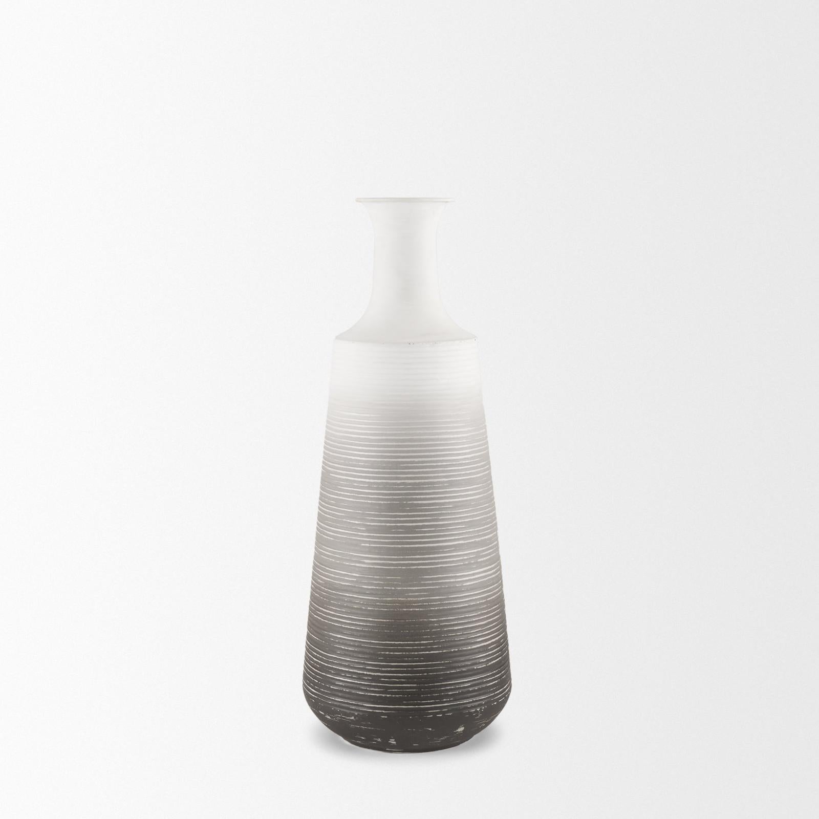 Mercana Toru White w/ Grey Ombre Metal Vase