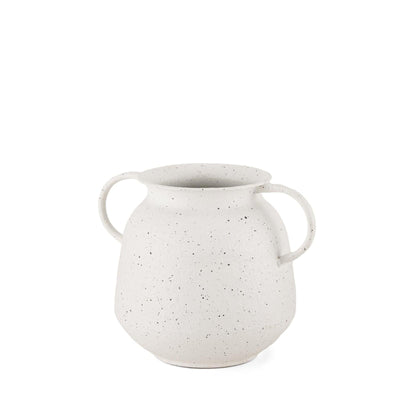 Mercana Treva White w/ Black Speckles Metal Vase