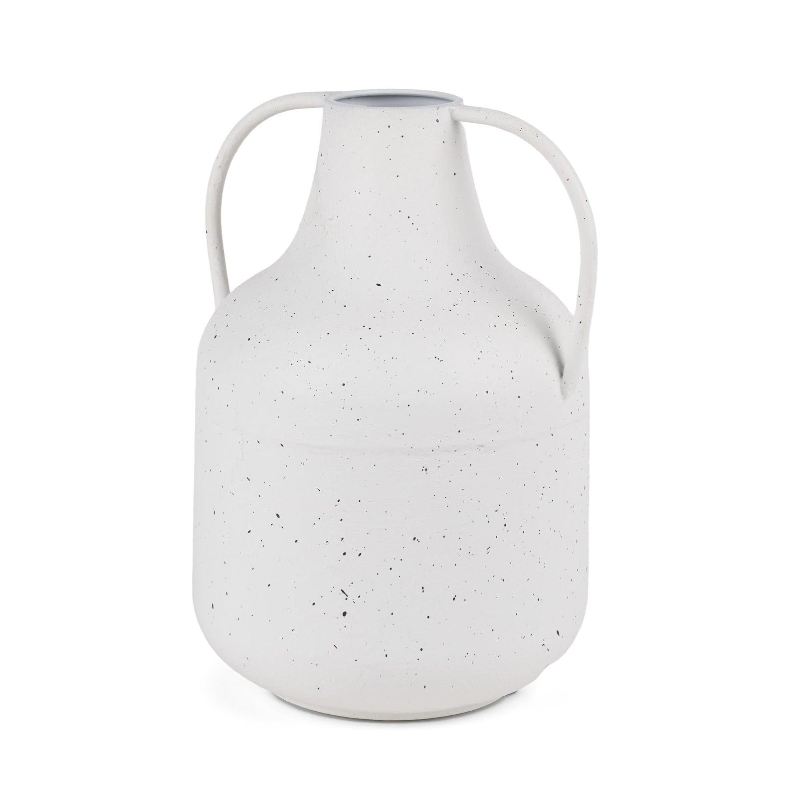 Mercana Treva White w/ Black Speckles Metal Vase