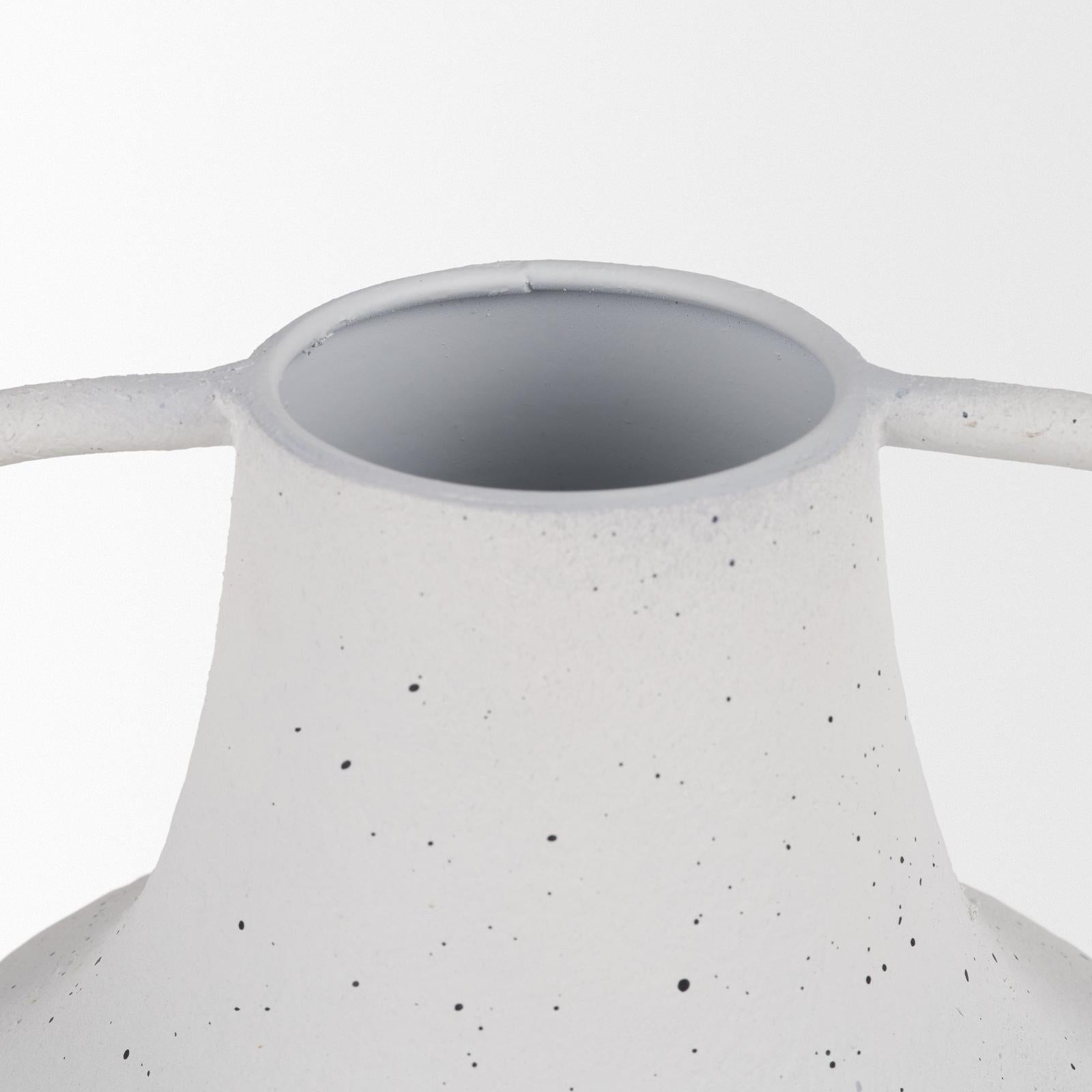 Mercana Treva White w/ Black Speckles Metal Vase