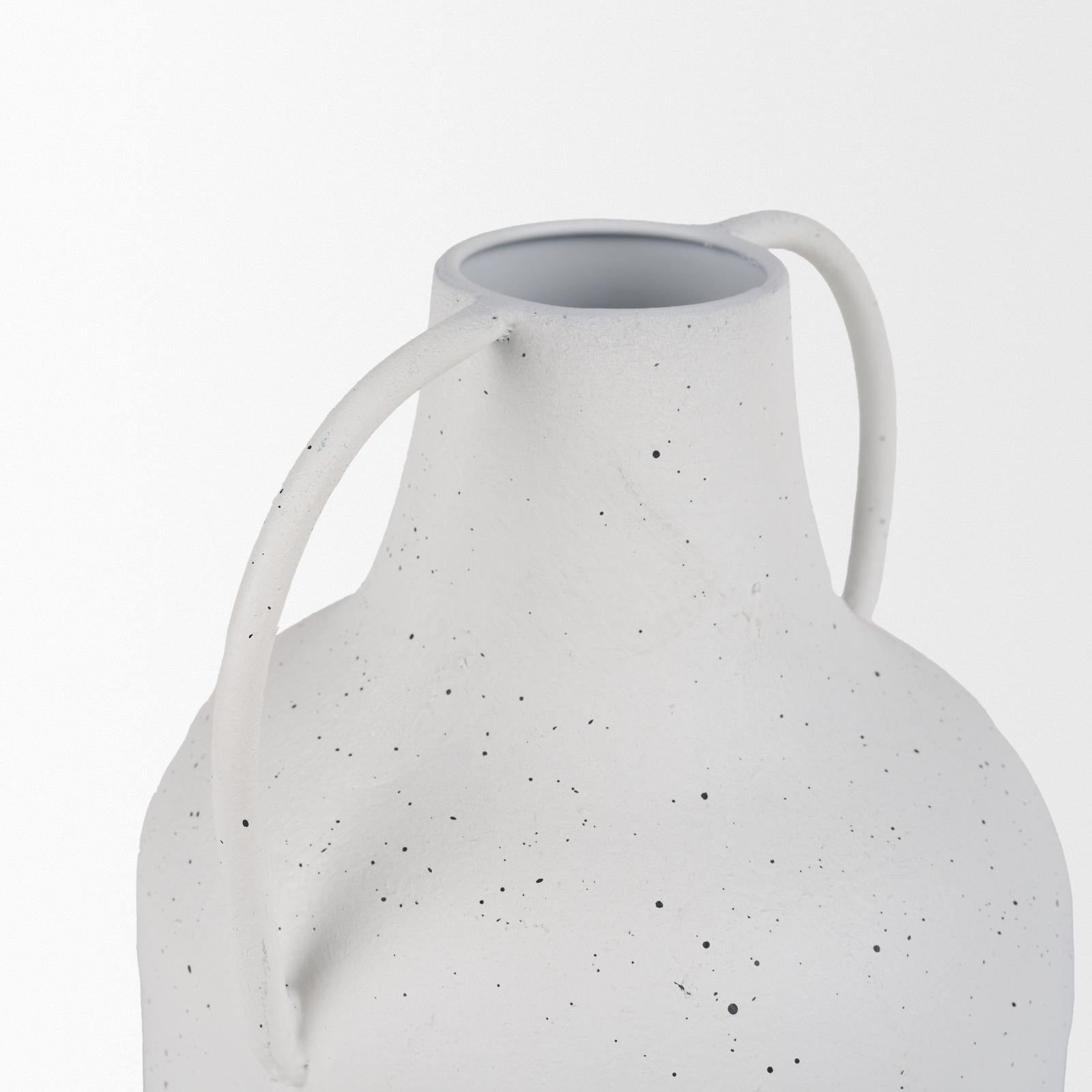 Mercana Treva White w/ Black Speckles Metal Vase