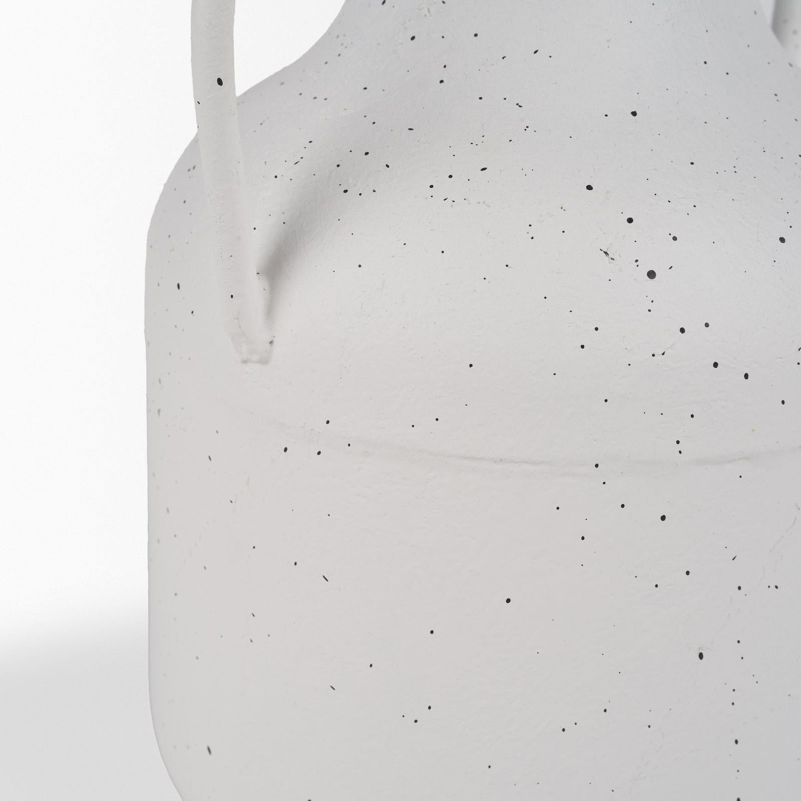 Mercana Treva White w/ Black Speckles Metal Vase