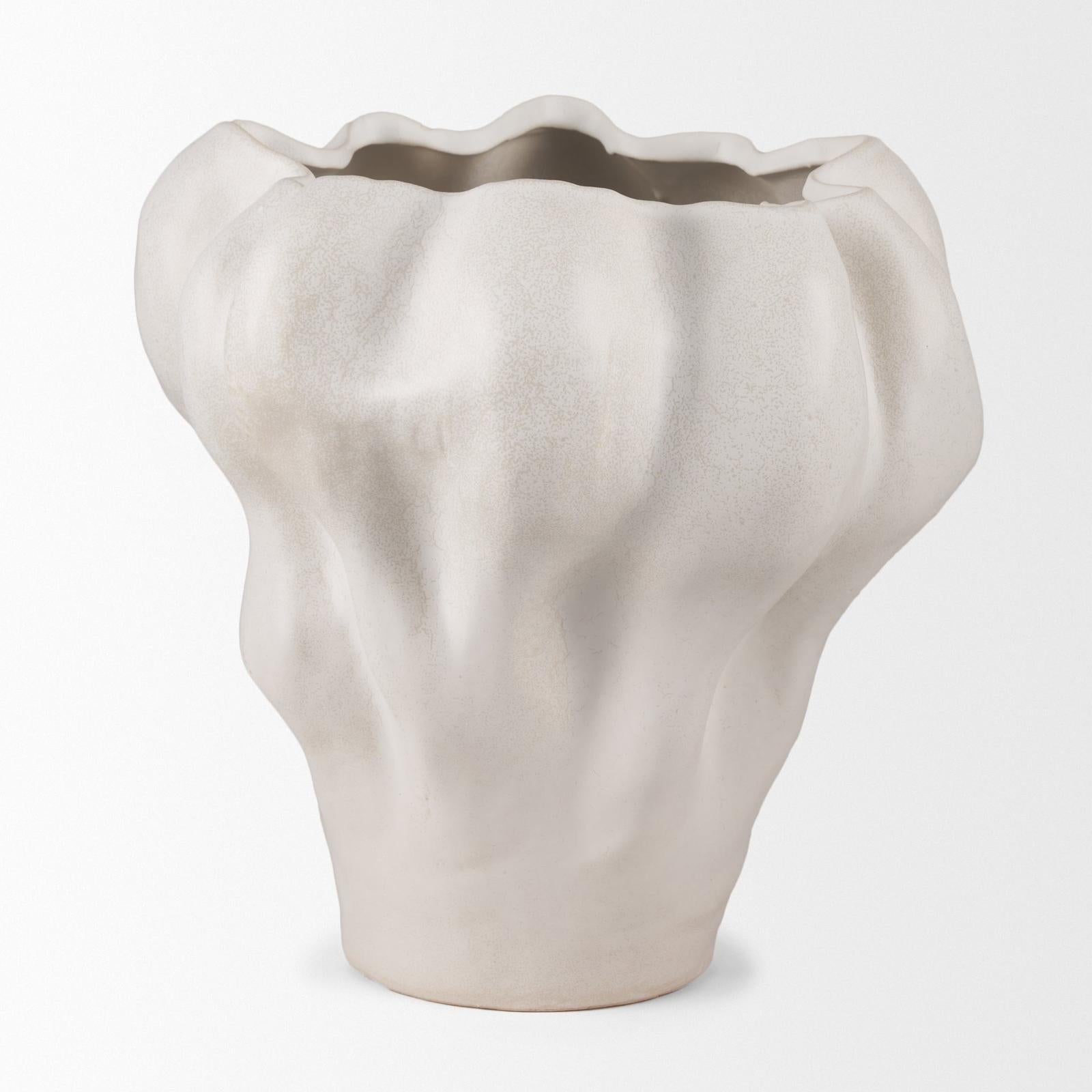 Mercana Vanna Sculptural Cream Glazed Ceramic Vase Clearance