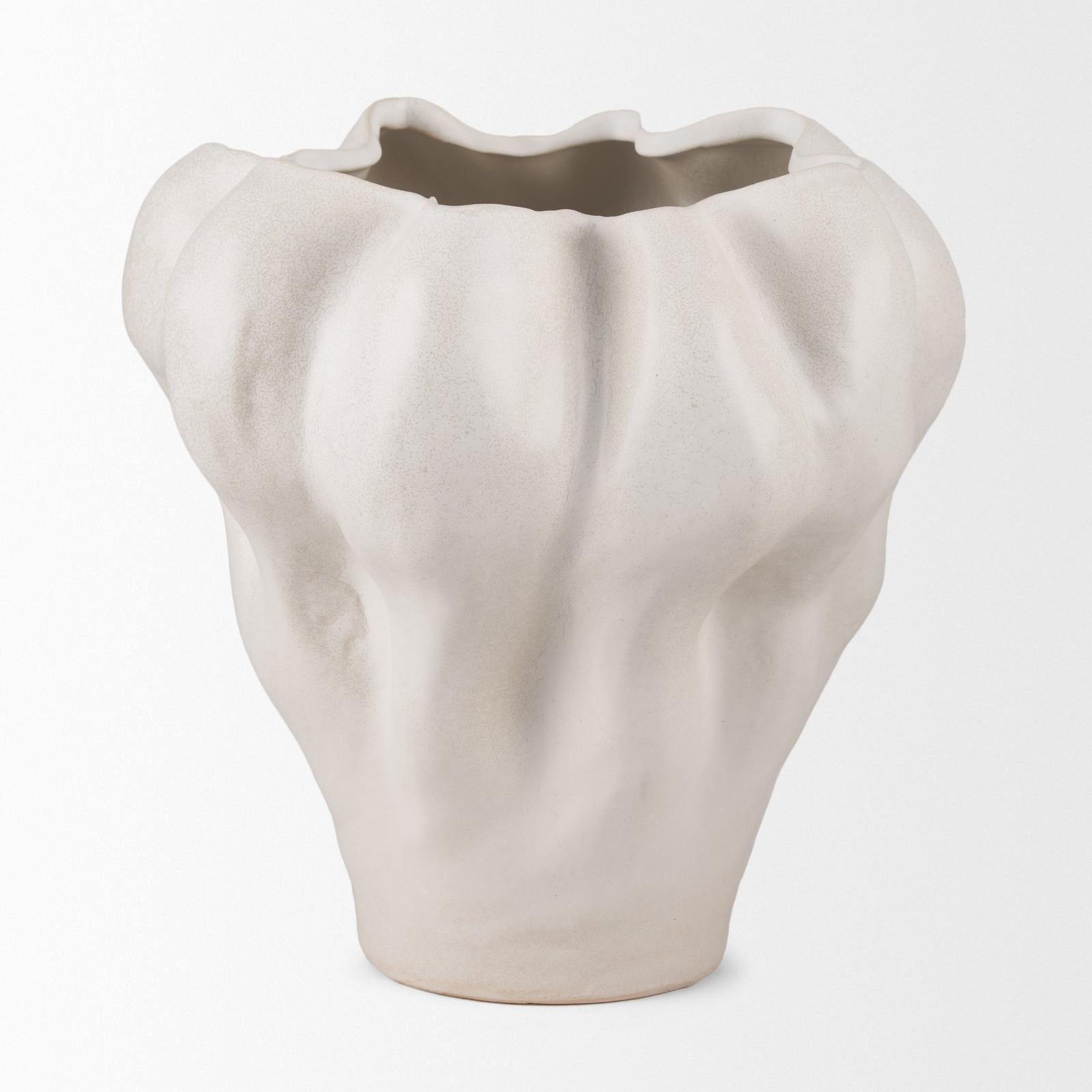Mercana Vanna Sculptural Cream Glazed Ceramic Vase Clearance