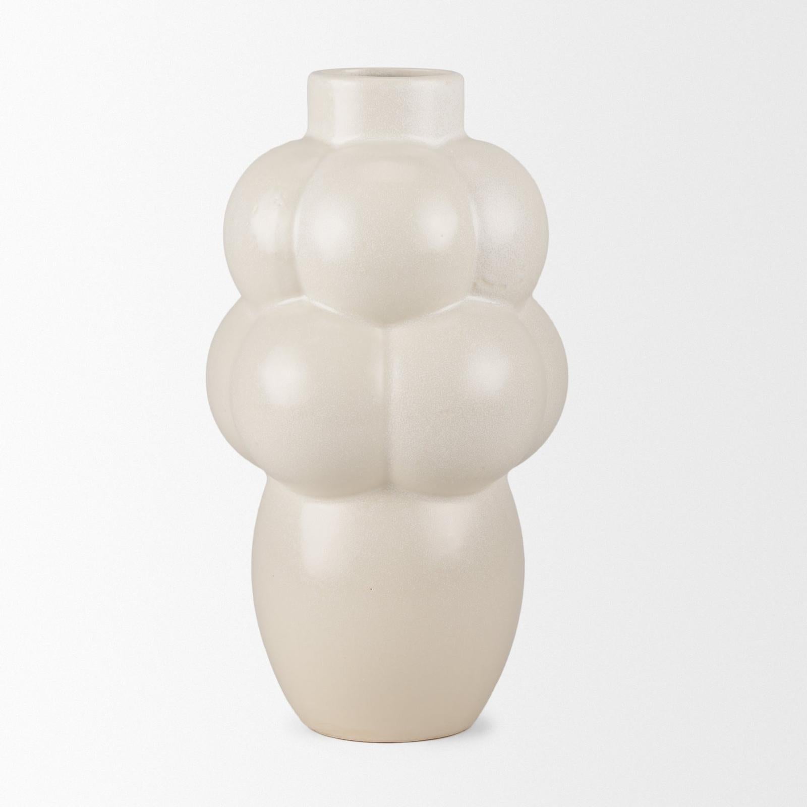 Mercana Ulvi Cream Glazed Bubble Ceramic Vase Clearance